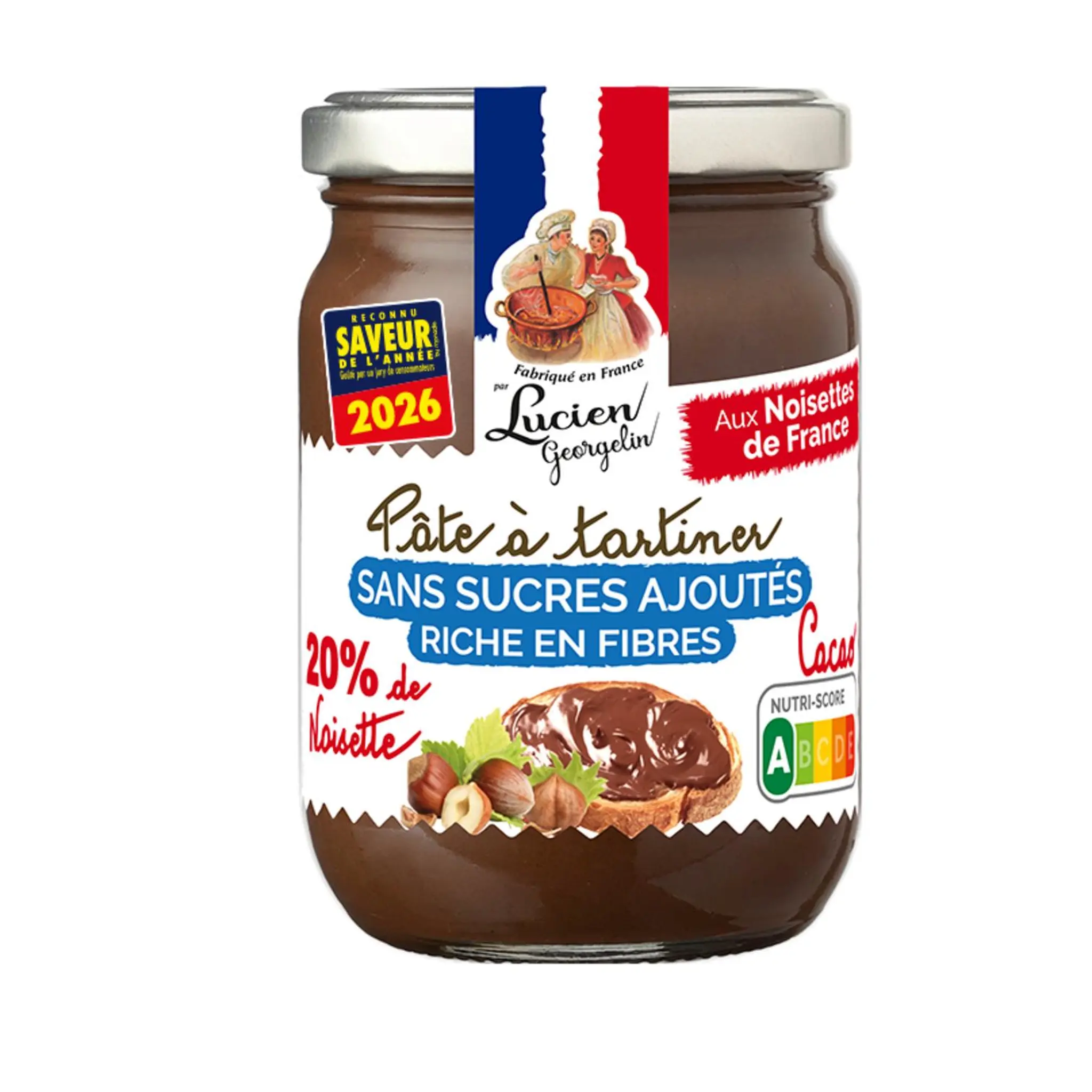 LUCIEN GEORGELIN Pâte à tartiner noisettes françaises et cacao sans sucres ajoutés