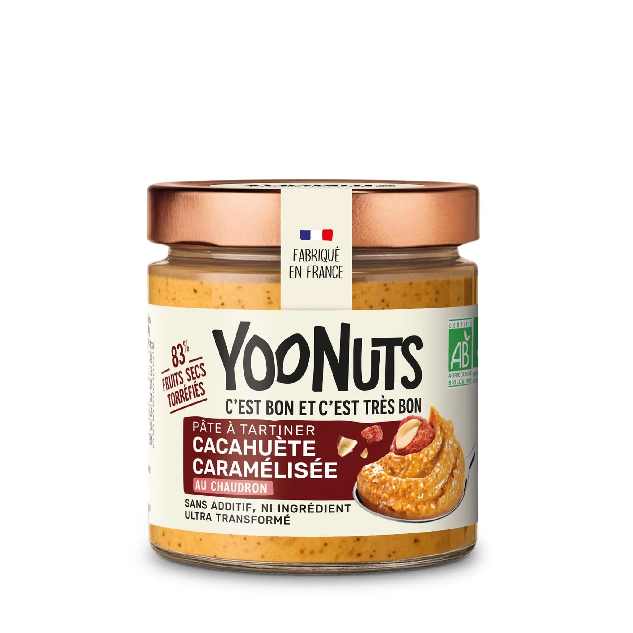 MANGER JUSTE Pâte à tartiner aux cacahuètes caramélisées au chaudron bio