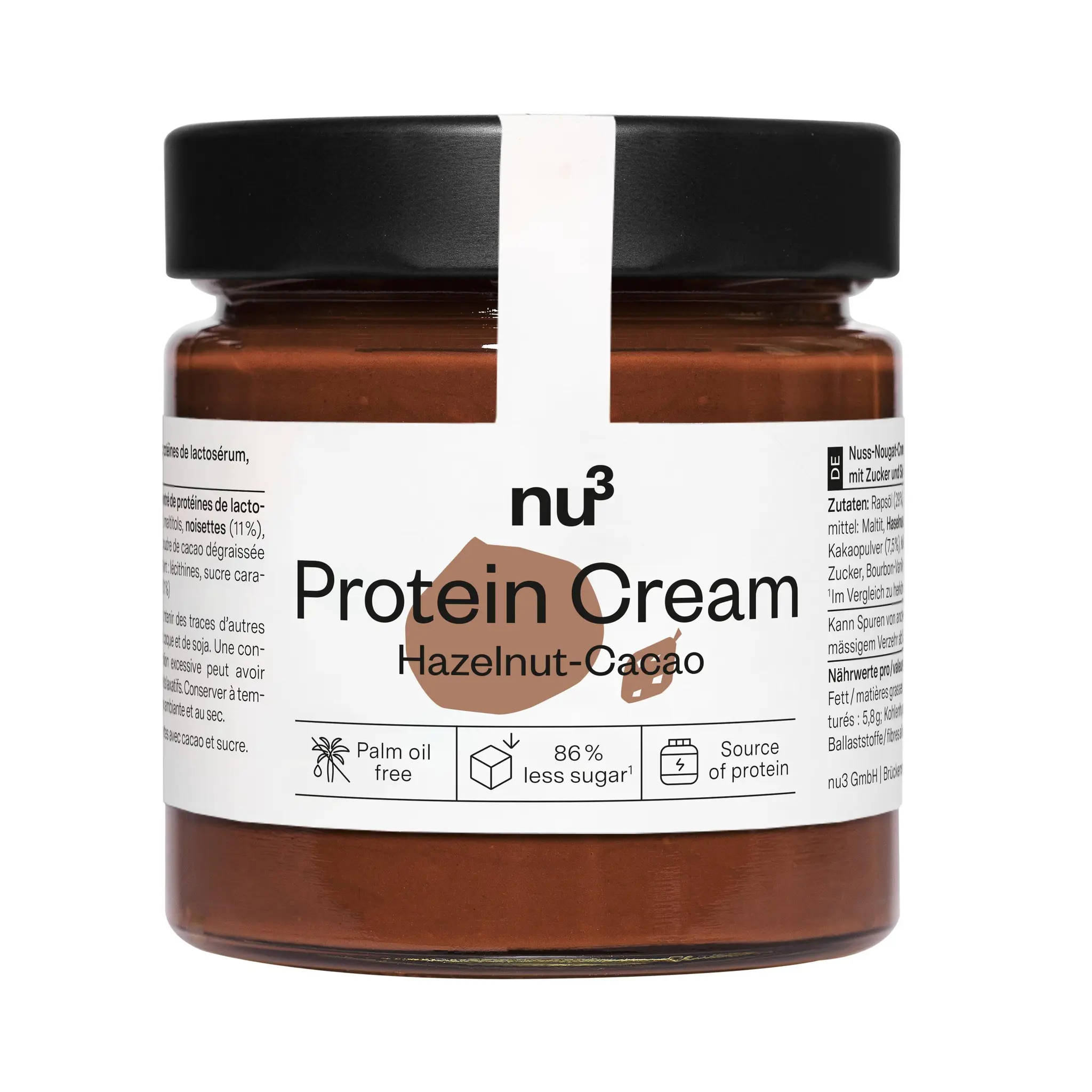 NU3 Pâte à tartiner protéinée à la noisette et cacao sans huile de palme