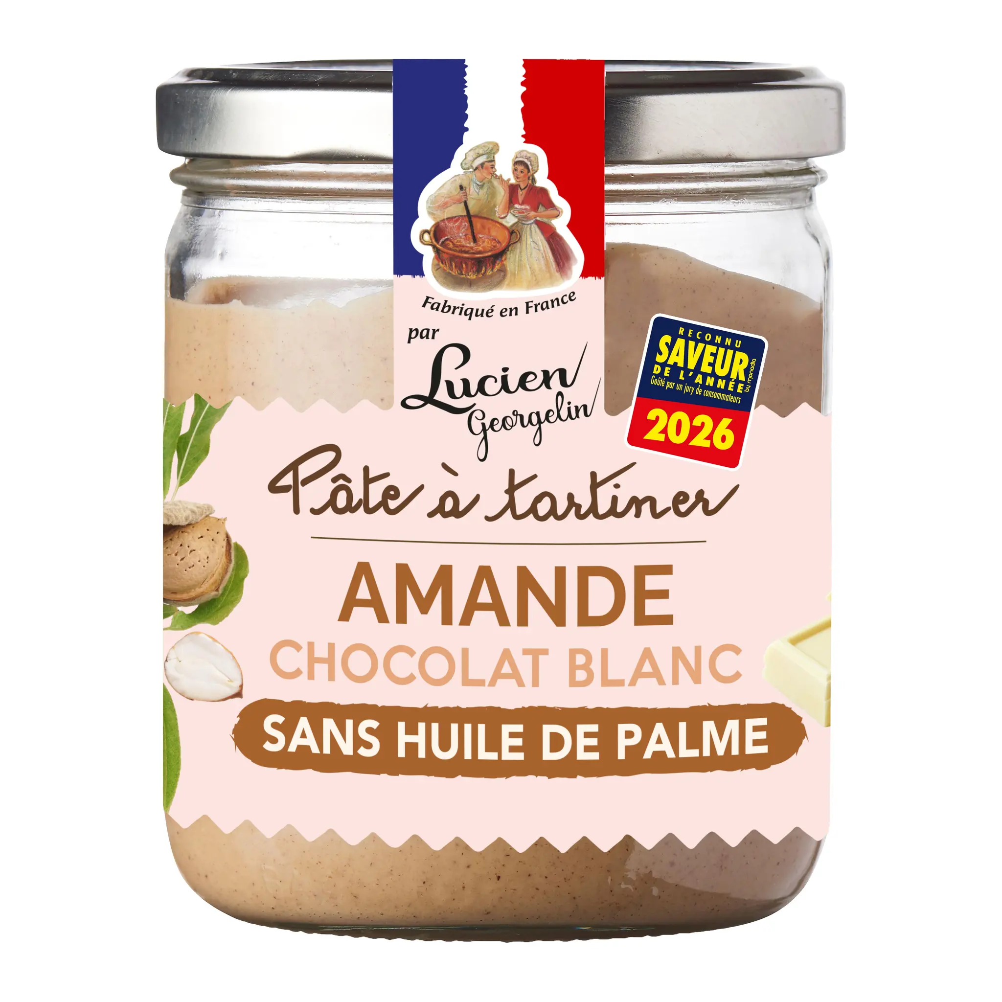 LUCIEN GEORGELIN Pâte à tartiner aux amandes et chocolat blanc sans huile de palme