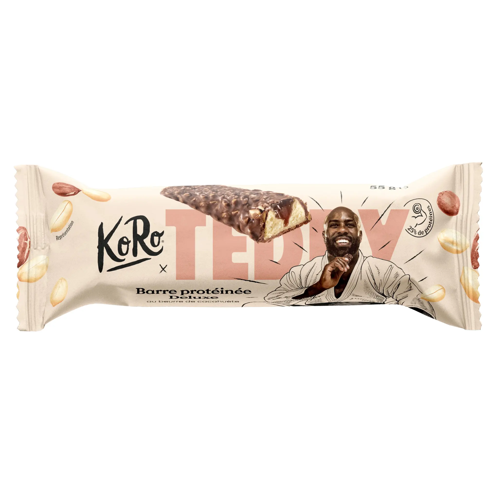KORO Barre protéinée Deluxe au beurre de cacahuète Teddy Riner
