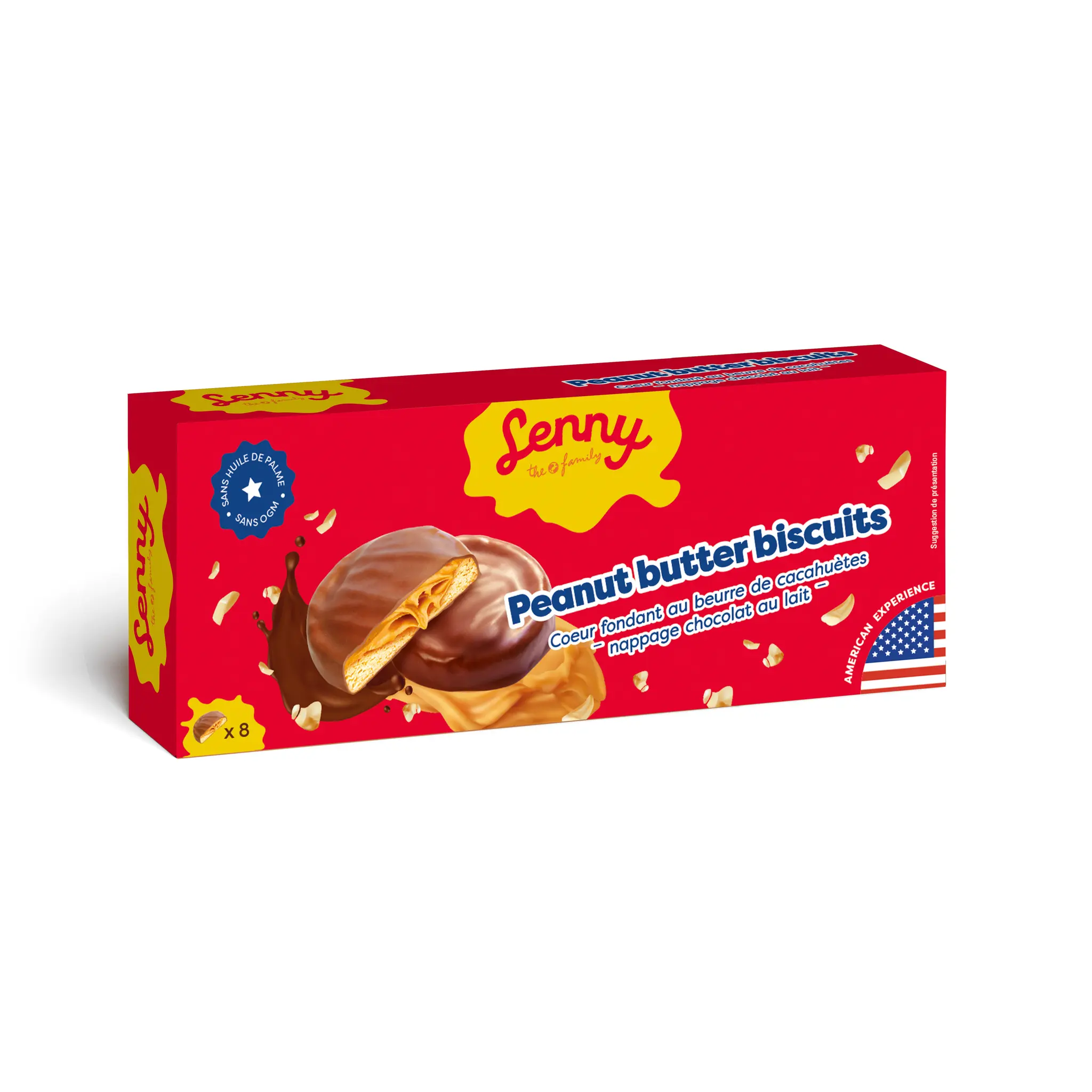 LENNY Biscuits nappés au chocolat au lait et coeur fondant au beurre de cacahuète