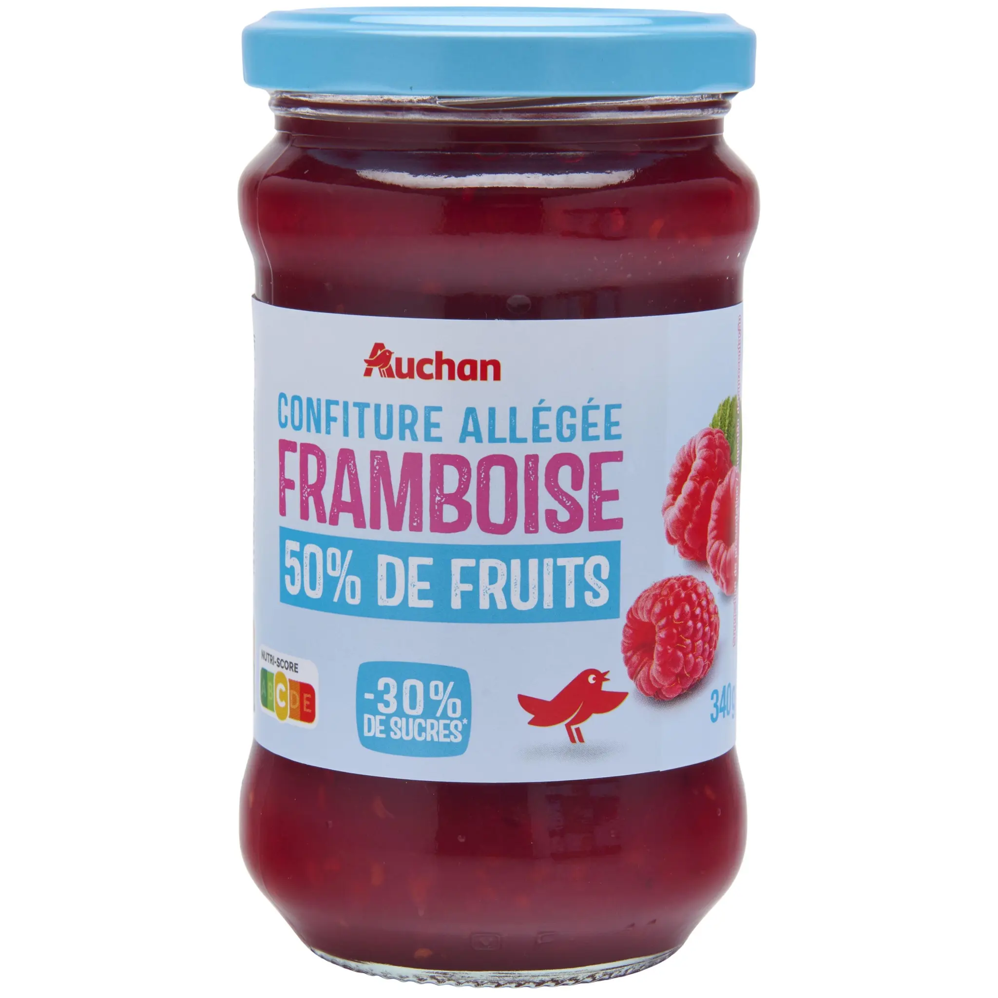 AUCHAN Confiture allégée framboises sans sucres ajoutés