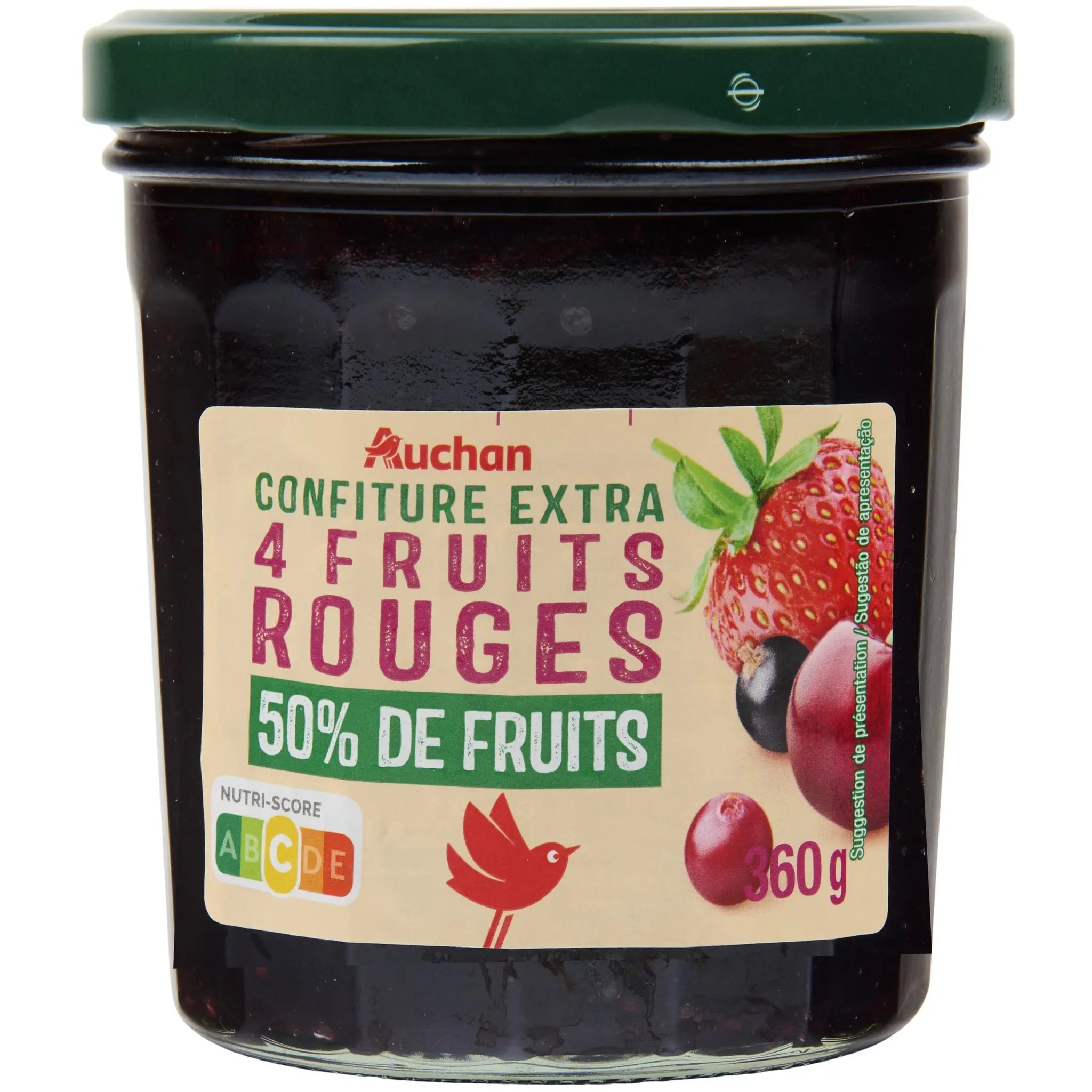 AUCHAN Confiture extra 4 fruits rouges