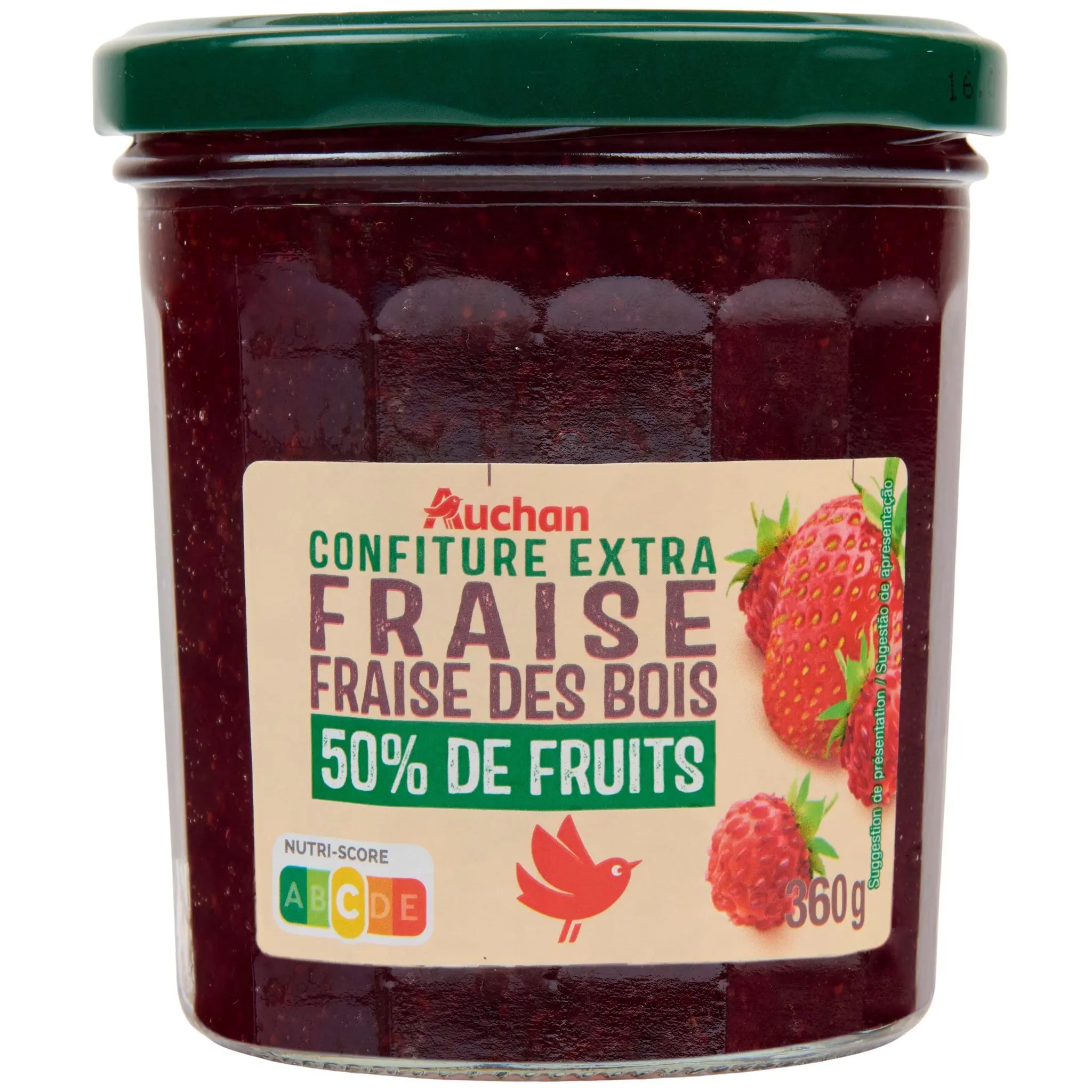 AUCHAN Confiture extra de fraises et fraises des bois