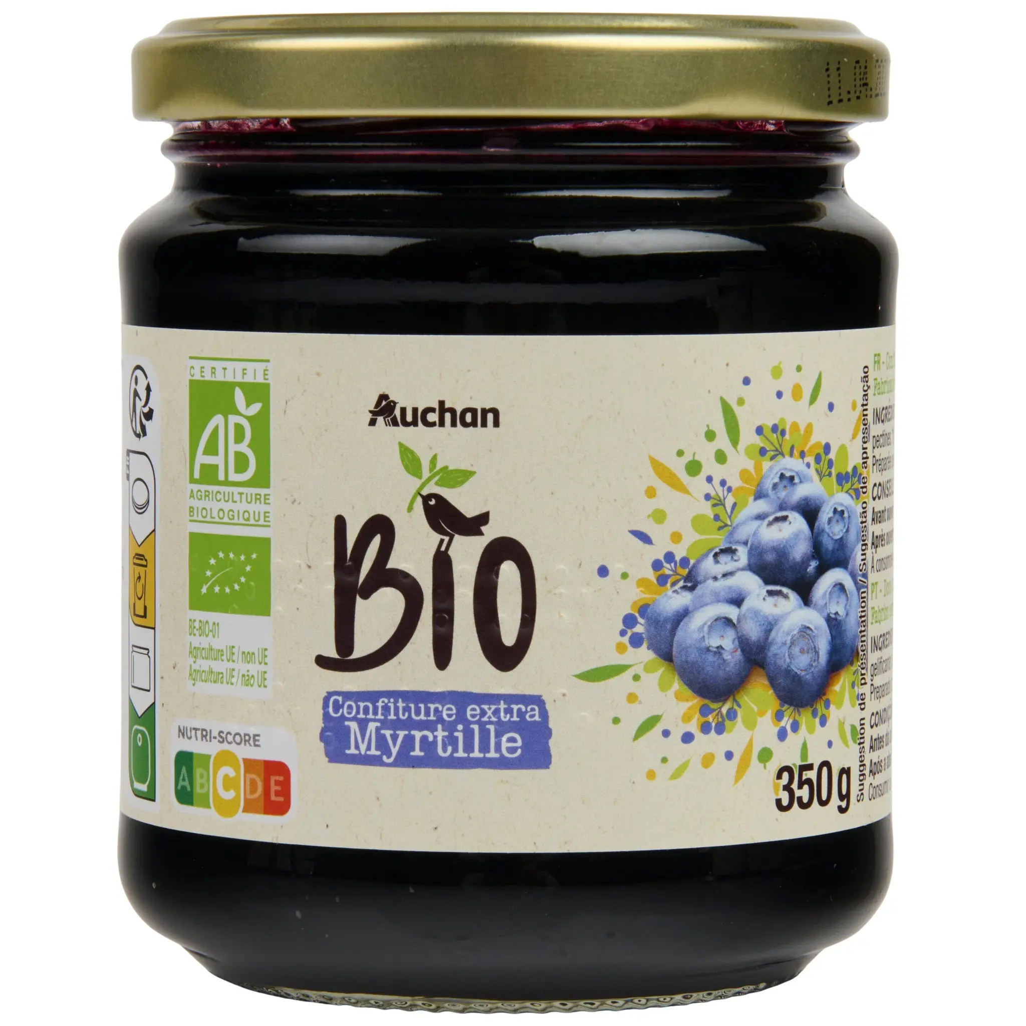 AUCHAN BIO Confiture extra myrtille bio