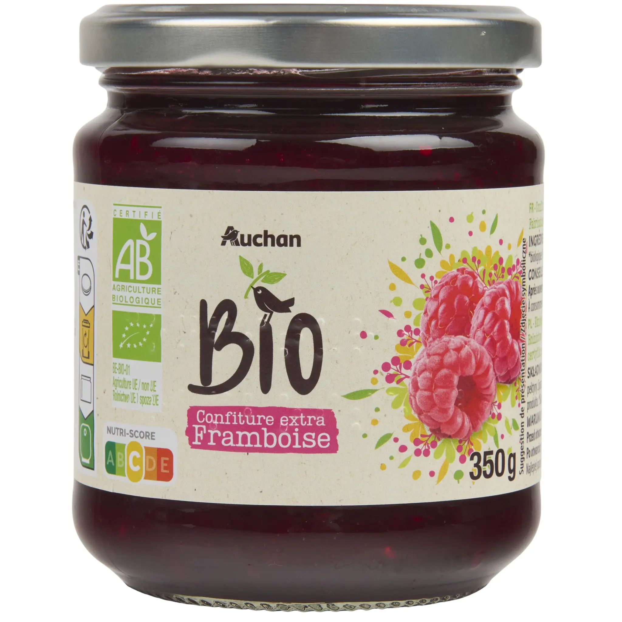 AUCHAN BIO Confiture extra framboise bio