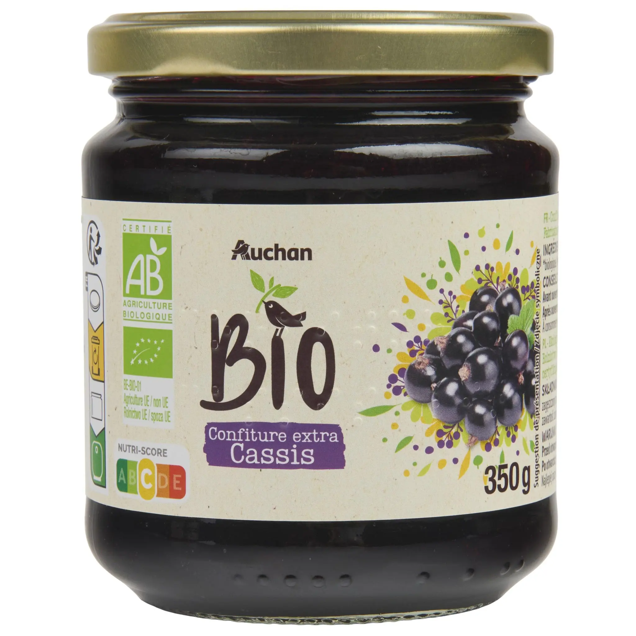 AUCHAN BIO Confiture extra cassis bio