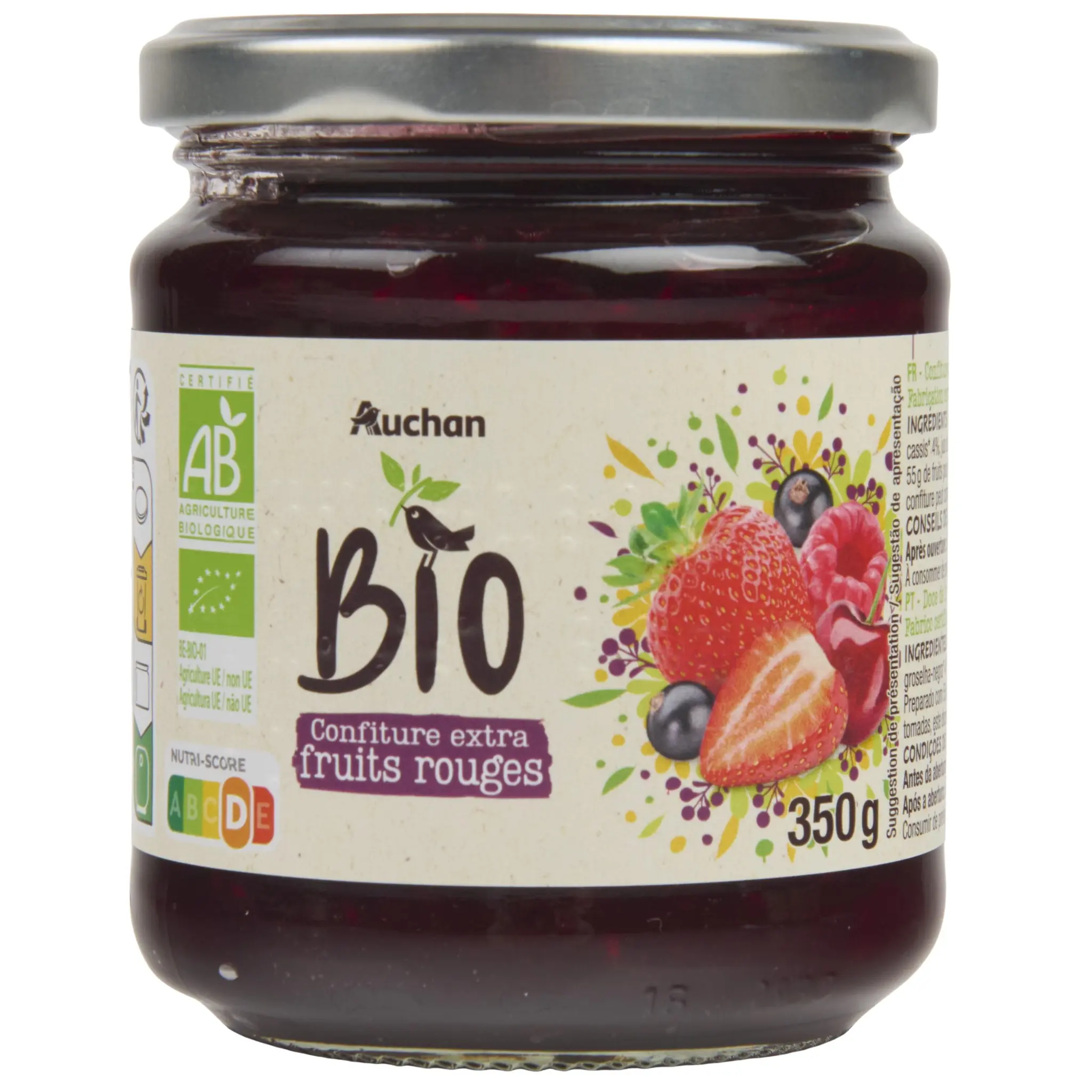 AUCHAN BIO Confiture extra fruits rouges bio