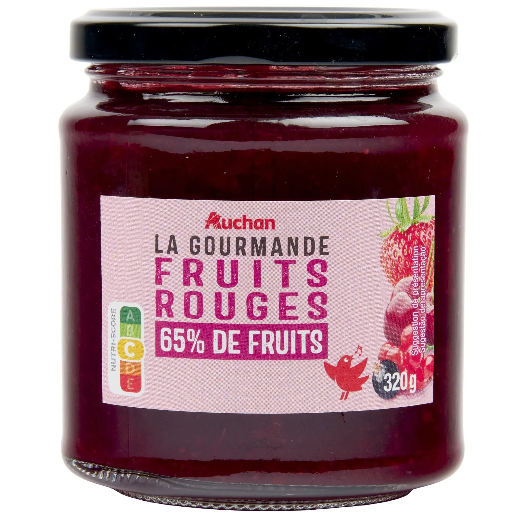 AUCHAN La Gourmande confiture de fruits rouges 65% de fruits