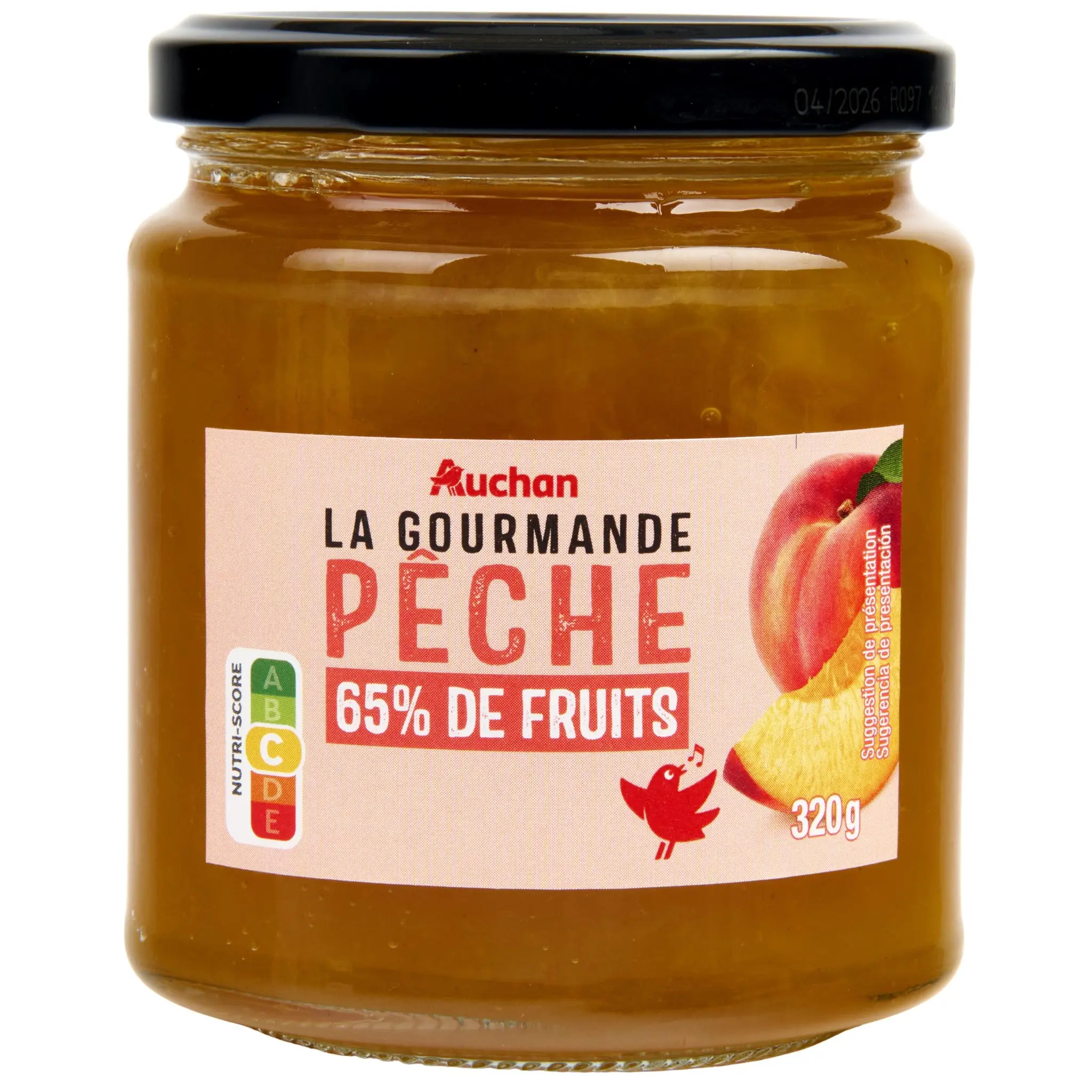 AUCHAN La Gourmande confiture à la pêche 65% de fruits