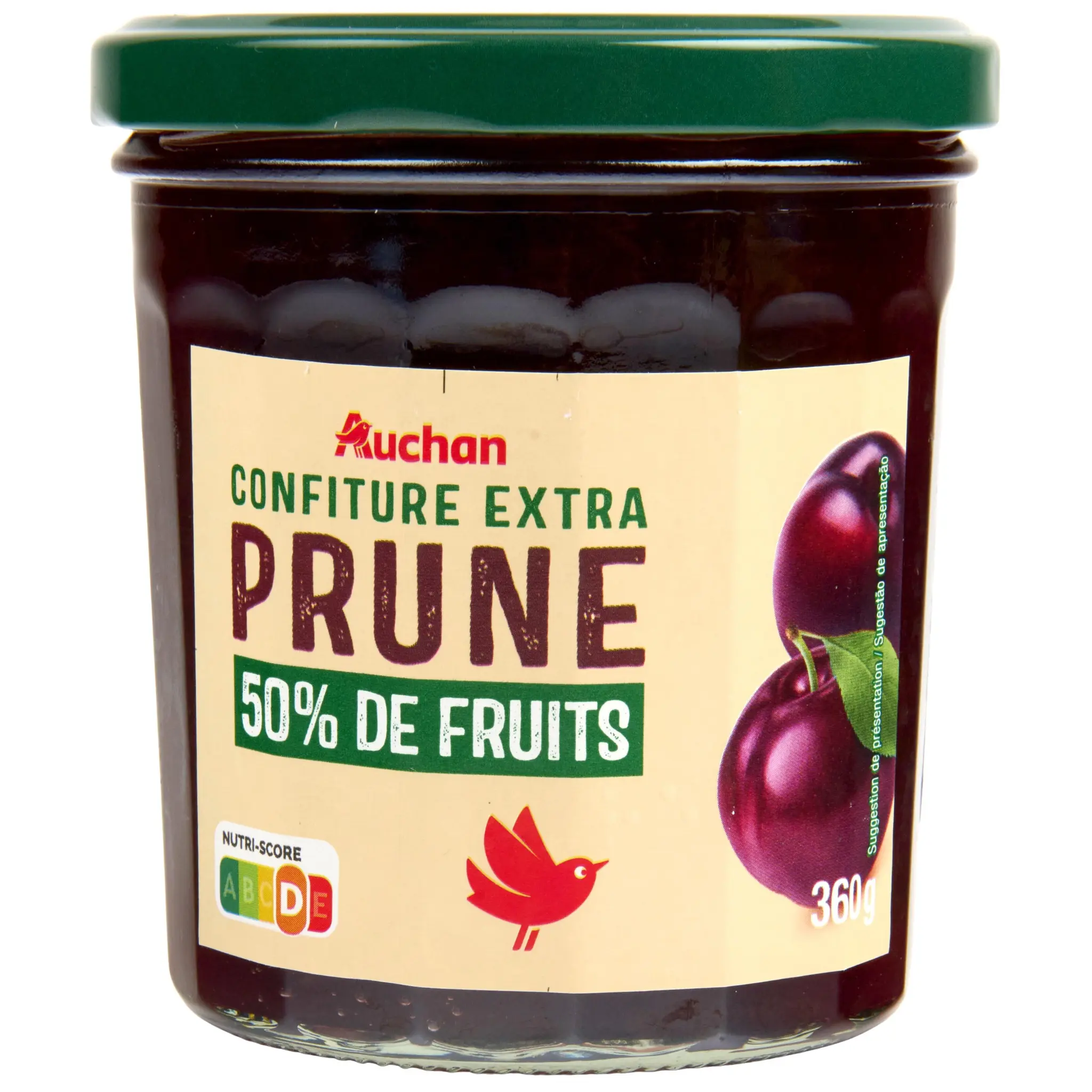 AUCHAN Confiture extra de prune 50% de fruits