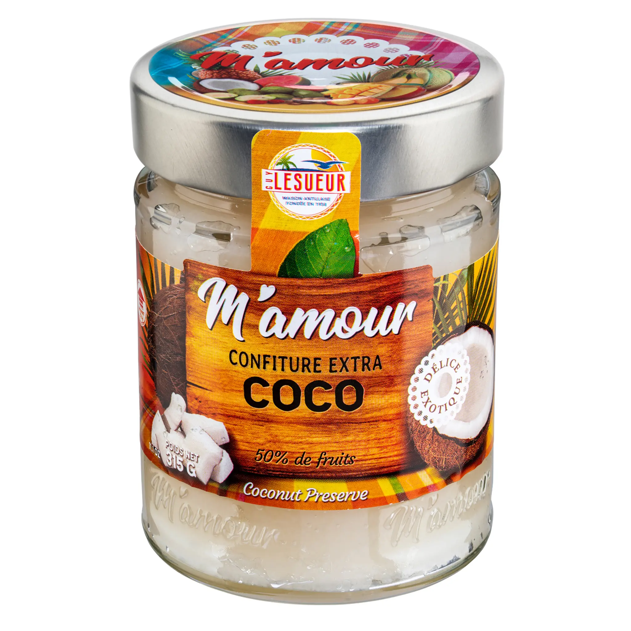 M'AMOUR Confiture de coco 50% de fruits en bocal