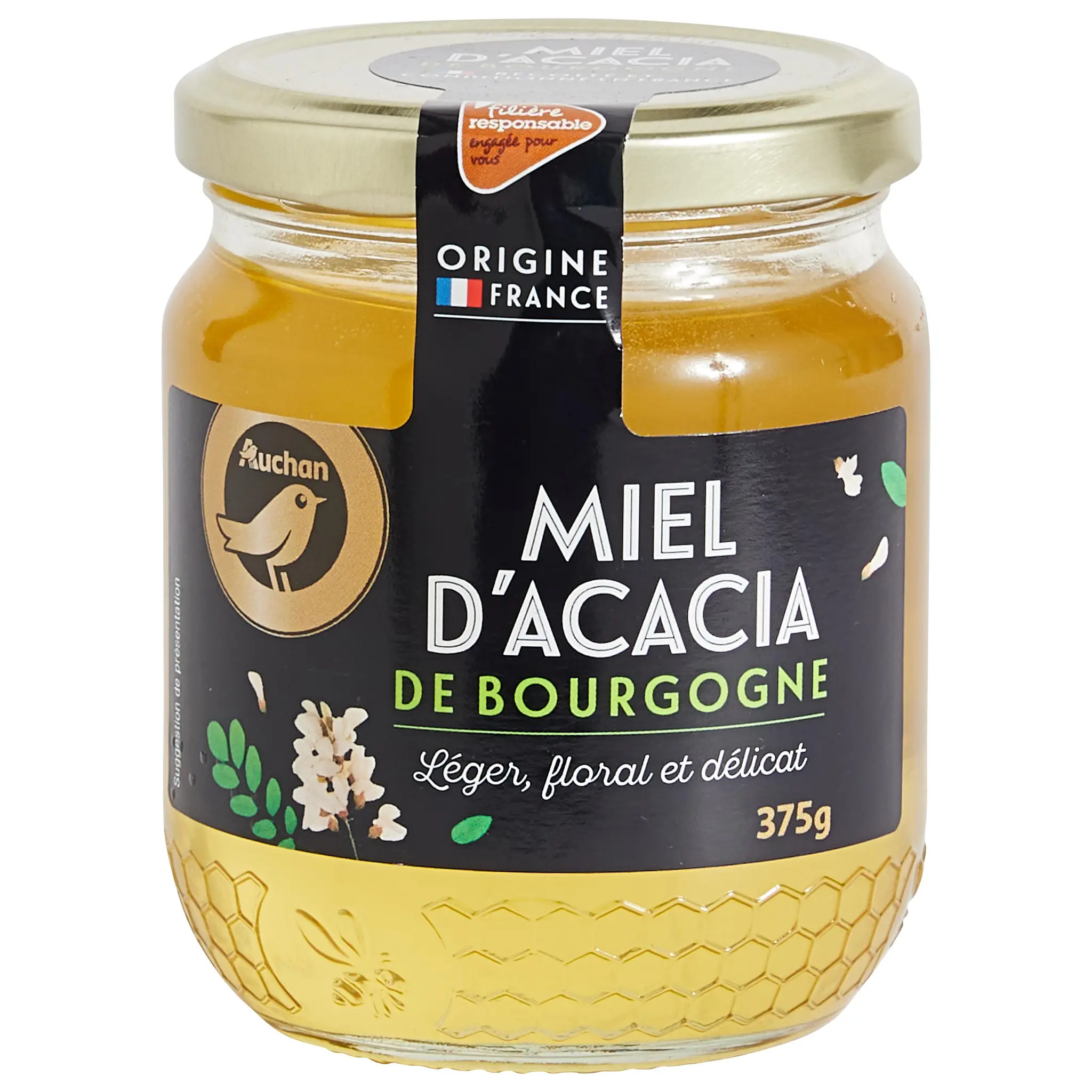 AUCHAN GOURMET CULTIVONS LE BON Miel liquide d'Acacia de Bourgogne