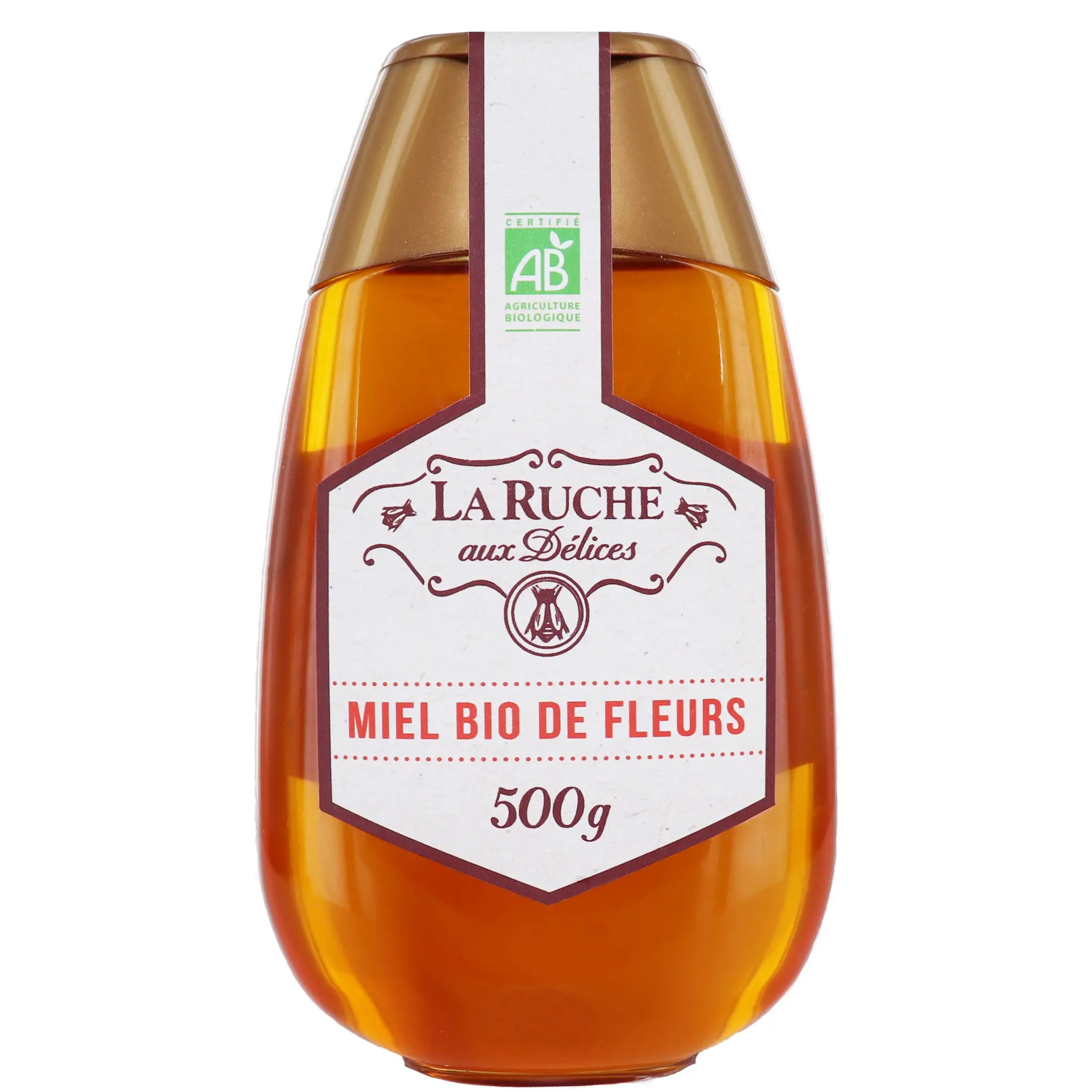LA RUCHE AUX DELICES Miel liquide de fleurs bio en flacon doseur