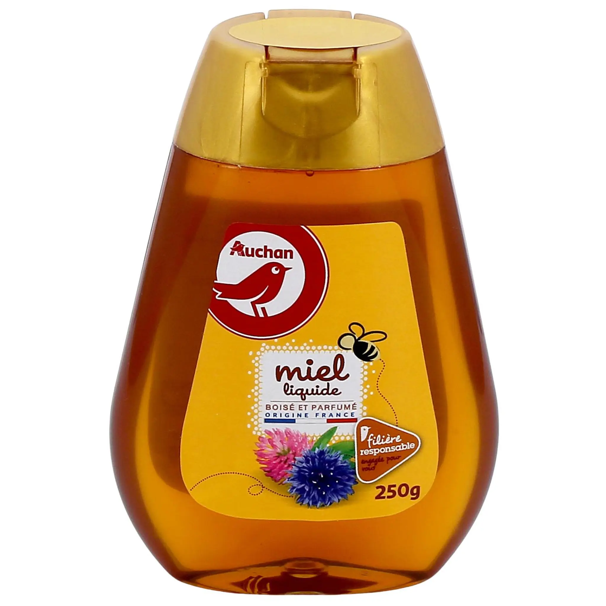 AUCHAN CULTIVONS LE BON Miel liquide boisé et parfumé flacon doseur