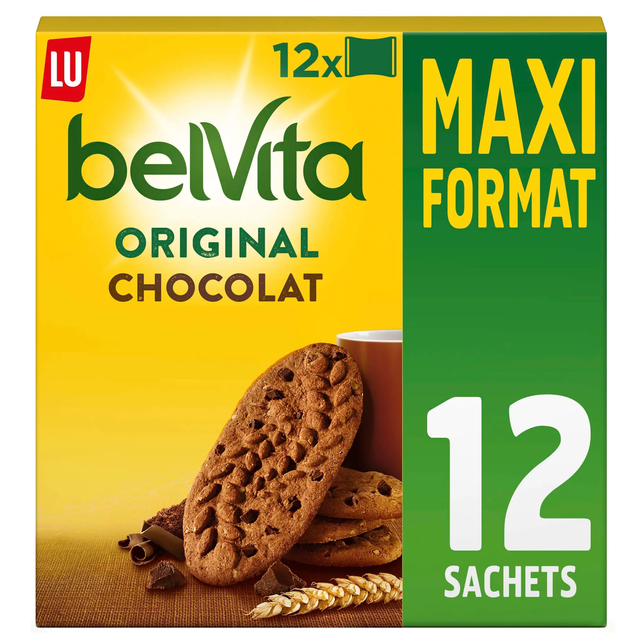 BELVITA Biscuits petit-déjeuner original chocolat sachets fraîcheur