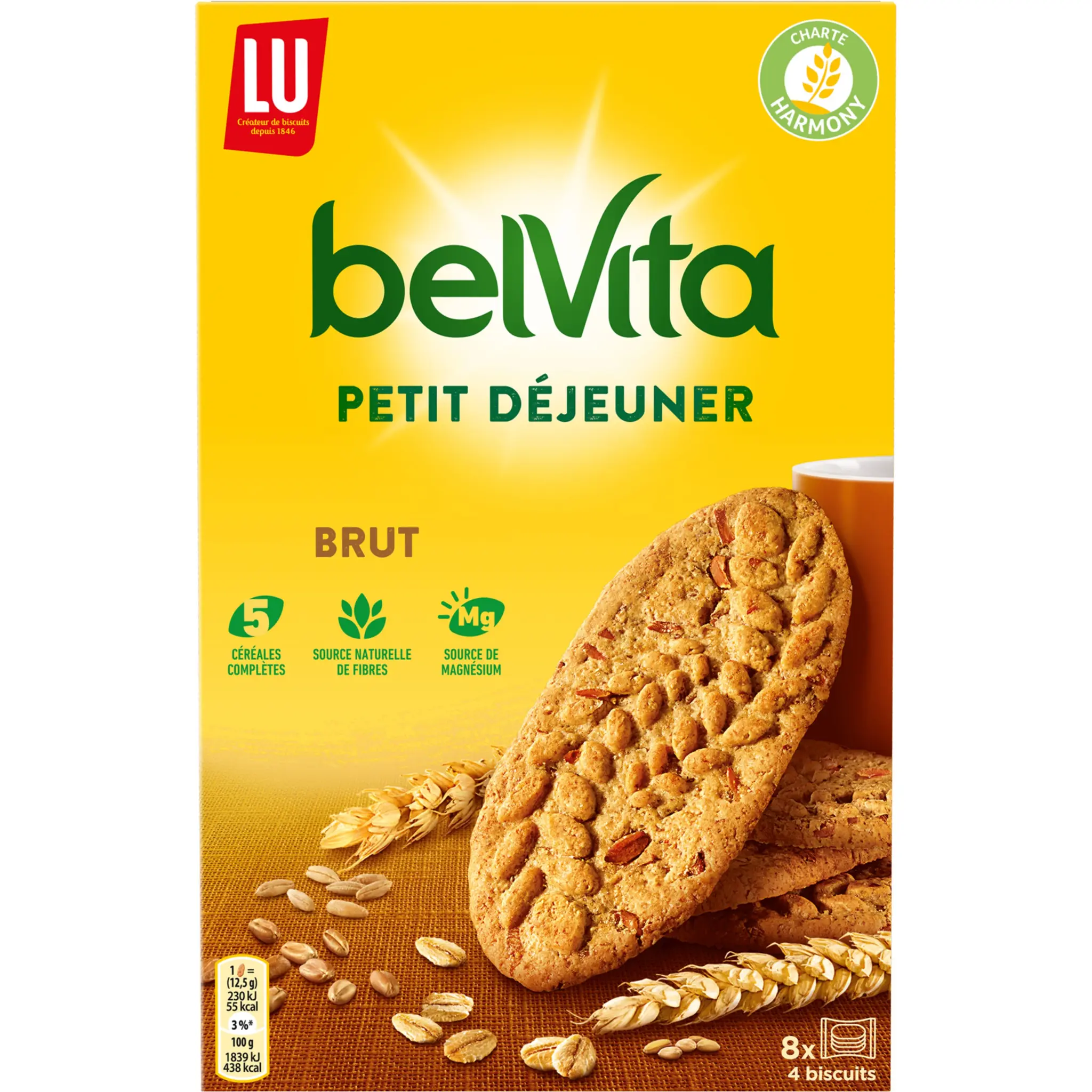 BELVITA Biscuits petit-déjeuner brut aux 5 céréales complètes sachets fraîcheur