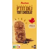 AUCHAN Biscuits petit-déjeuner tout chocolat avec pépites