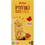 AUCHAN Biscuits petit déjeuner miel pépites de chocolat