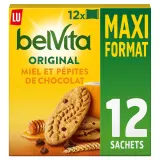 BELVITA Biscuits petit-déjeuner miel et pépites de chocolat, sachets fraîcheur