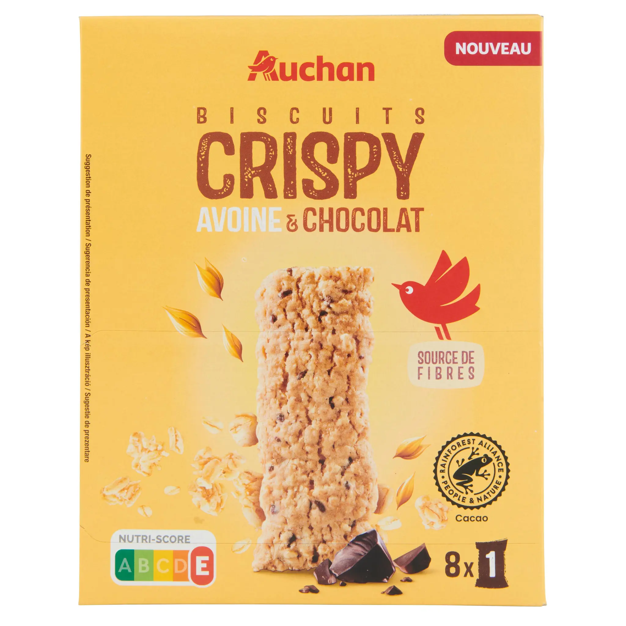 AUCHAN Biscuits Crispy avoine et chocolat