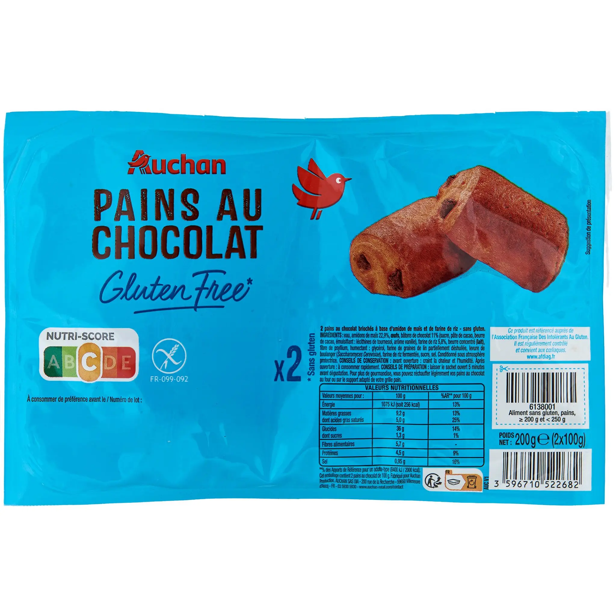 AUCHAN Pains au chocolat sans gluten