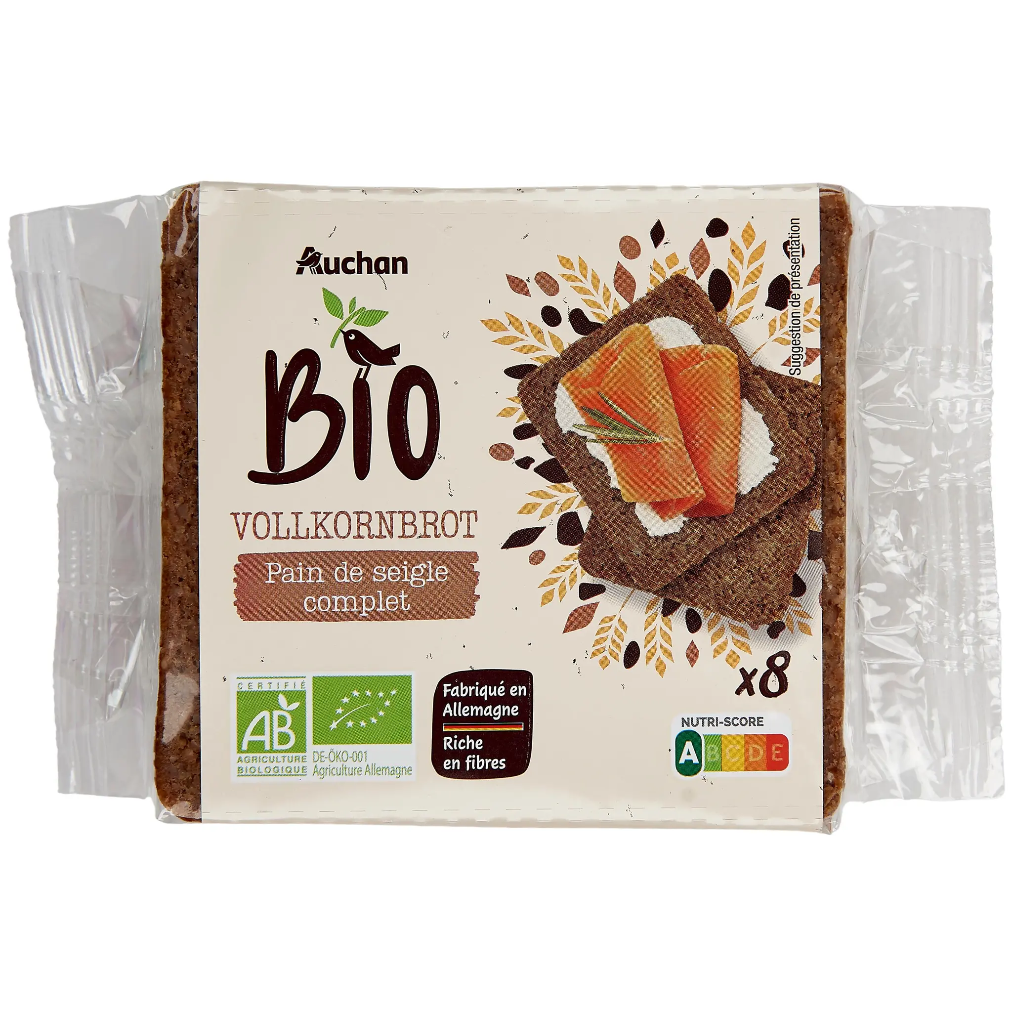 AUCHAN BIO Pain de seigle complet