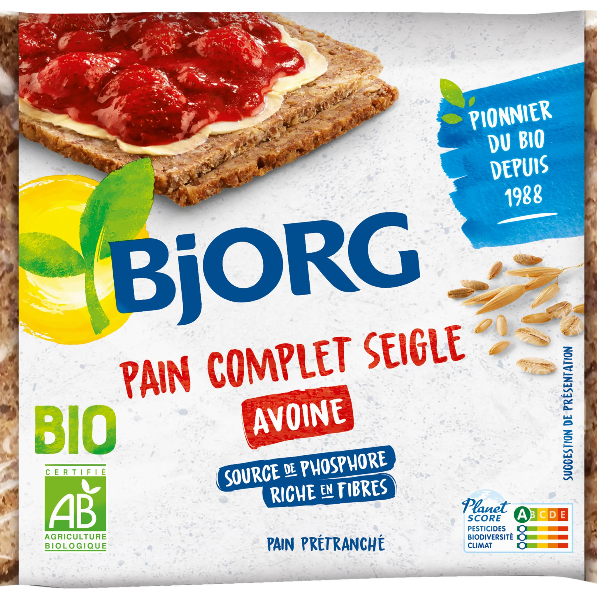 BJORG Pain complet seigle avoine bio prétranché