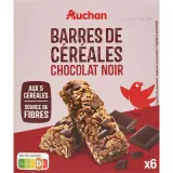 AUCHAN Crousti barres de céréales au chocolat noir