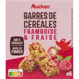 AUCHAN Crousti barres de céréales à la framboise et à la fraise