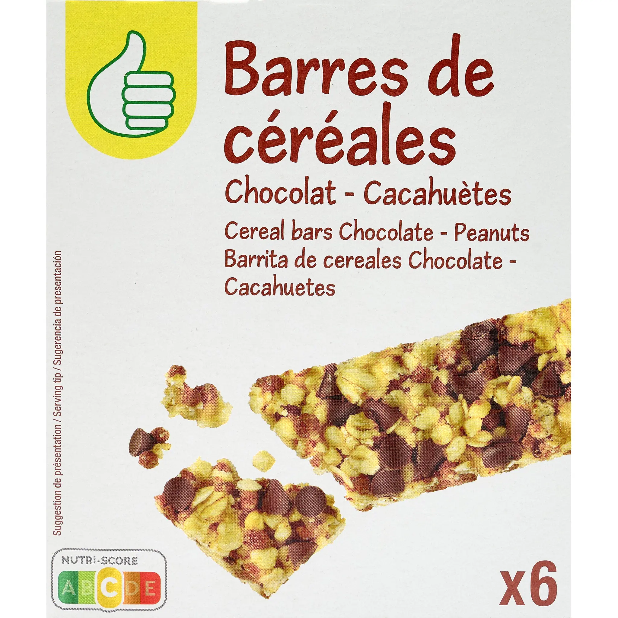 POUCE Barres de céréales au chocolat et cacahuètes