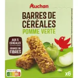 AUCHAN Crousty barres de céréales à la pomme verte