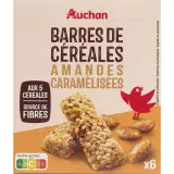 AUCHAN Crousti barres de céréales aux amandes caramélisées