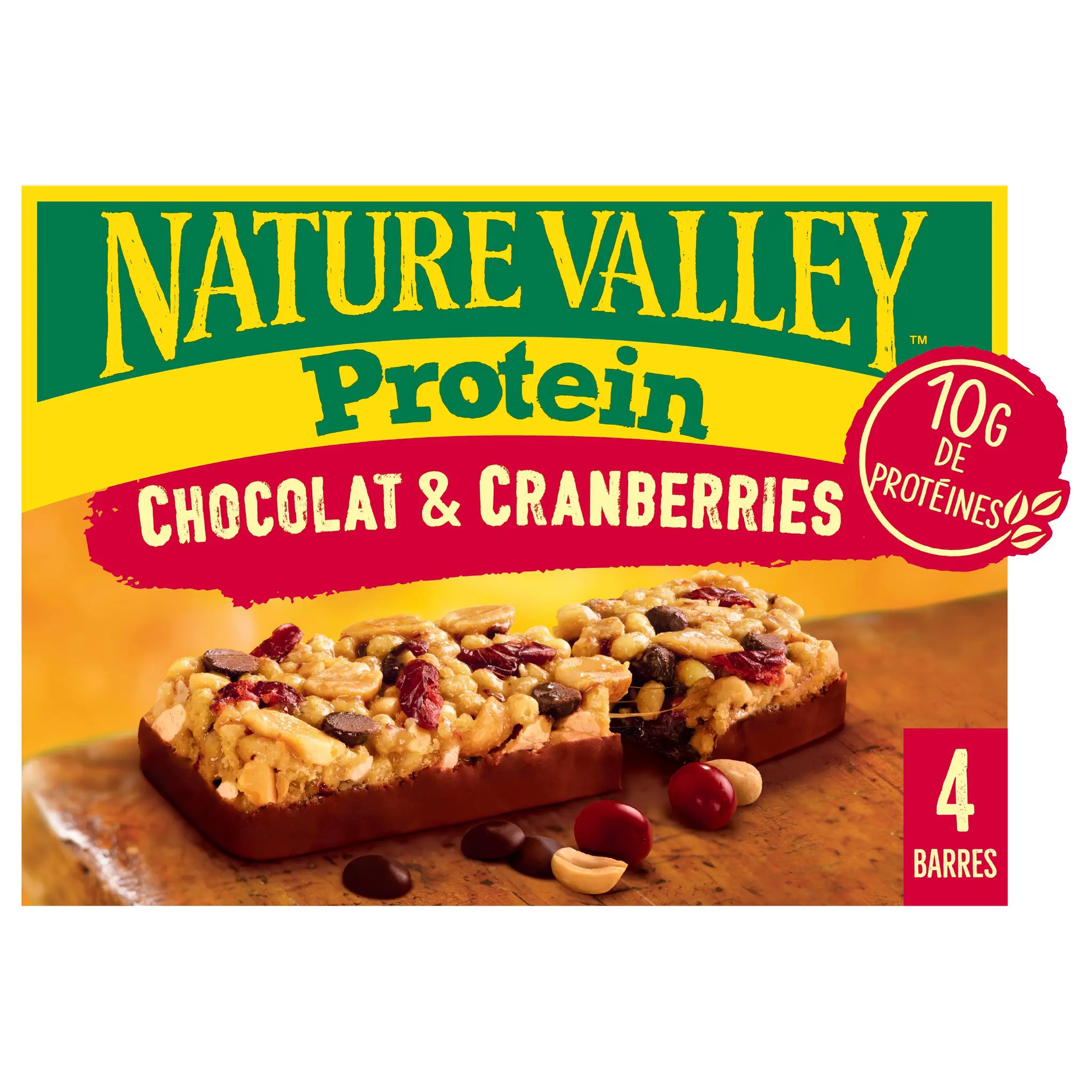 NATURE VALLEY Barres protéinées aux chocolat et cranberries sans gluten