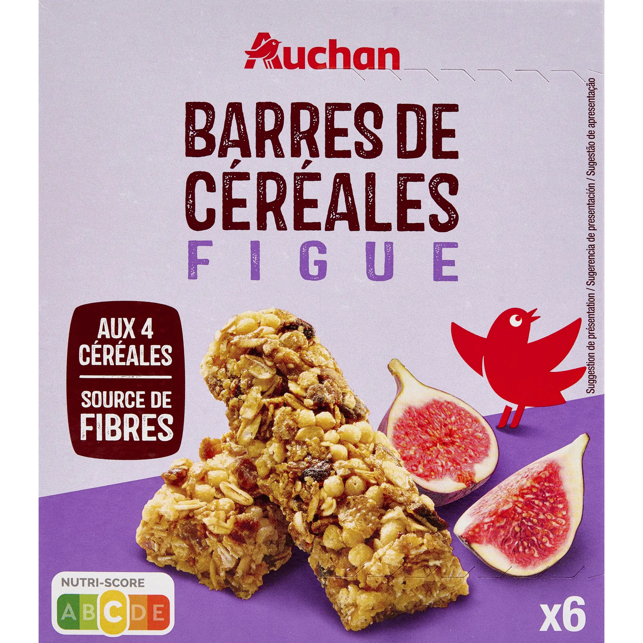 AUCHAN Crousty barres de céréales à la figue