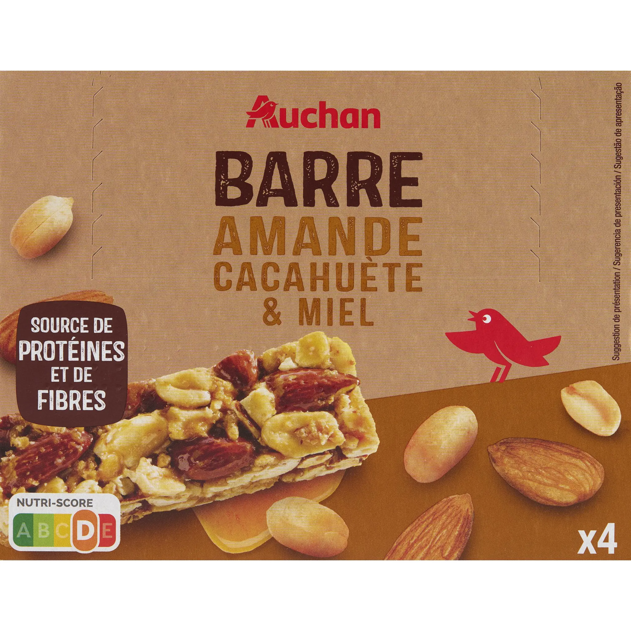 AUCHAN Barres amande cacahuète et miel