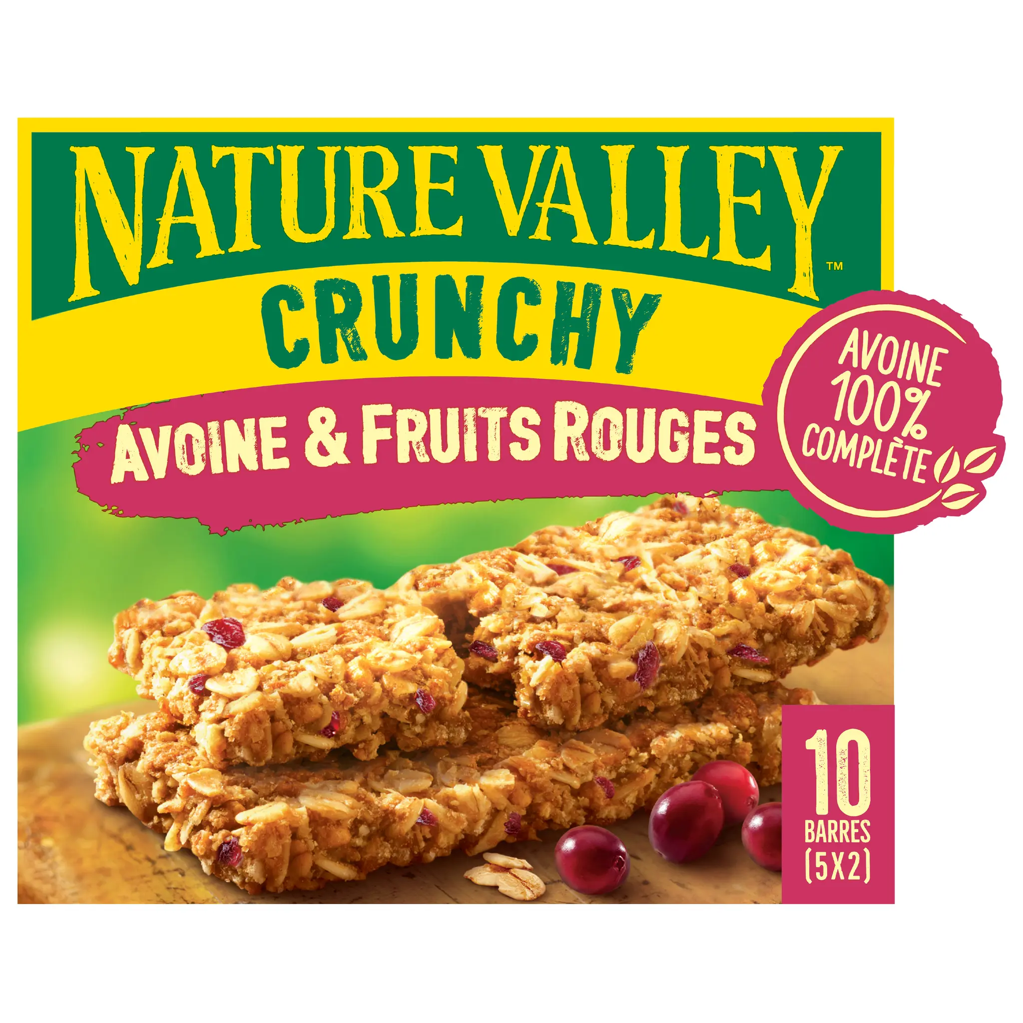 NATURE VALLEY Crunchy barres de céréales avoine et fruits rouges en sachets