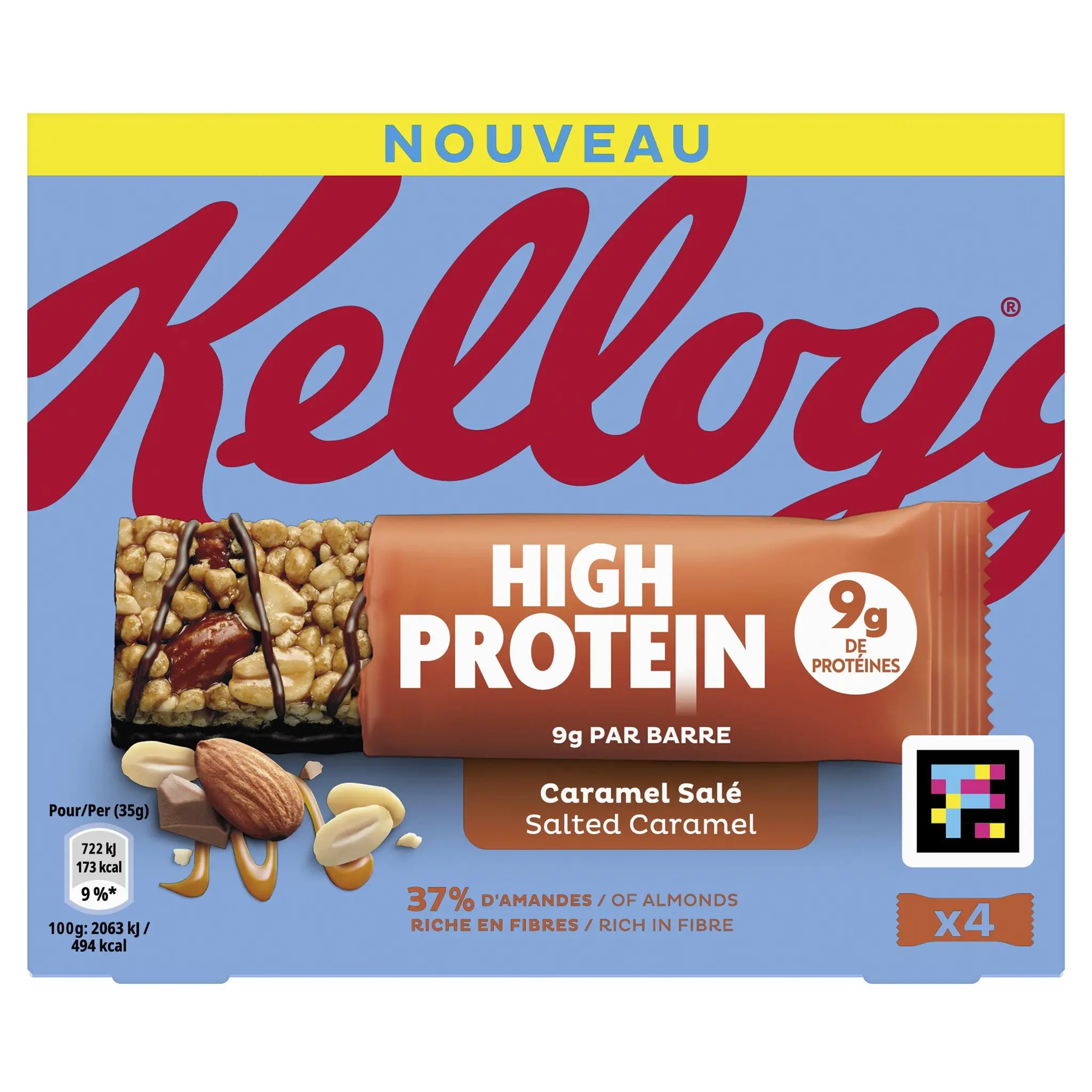 KELLOGG'S Barres de céréales protéinée au caramel salé