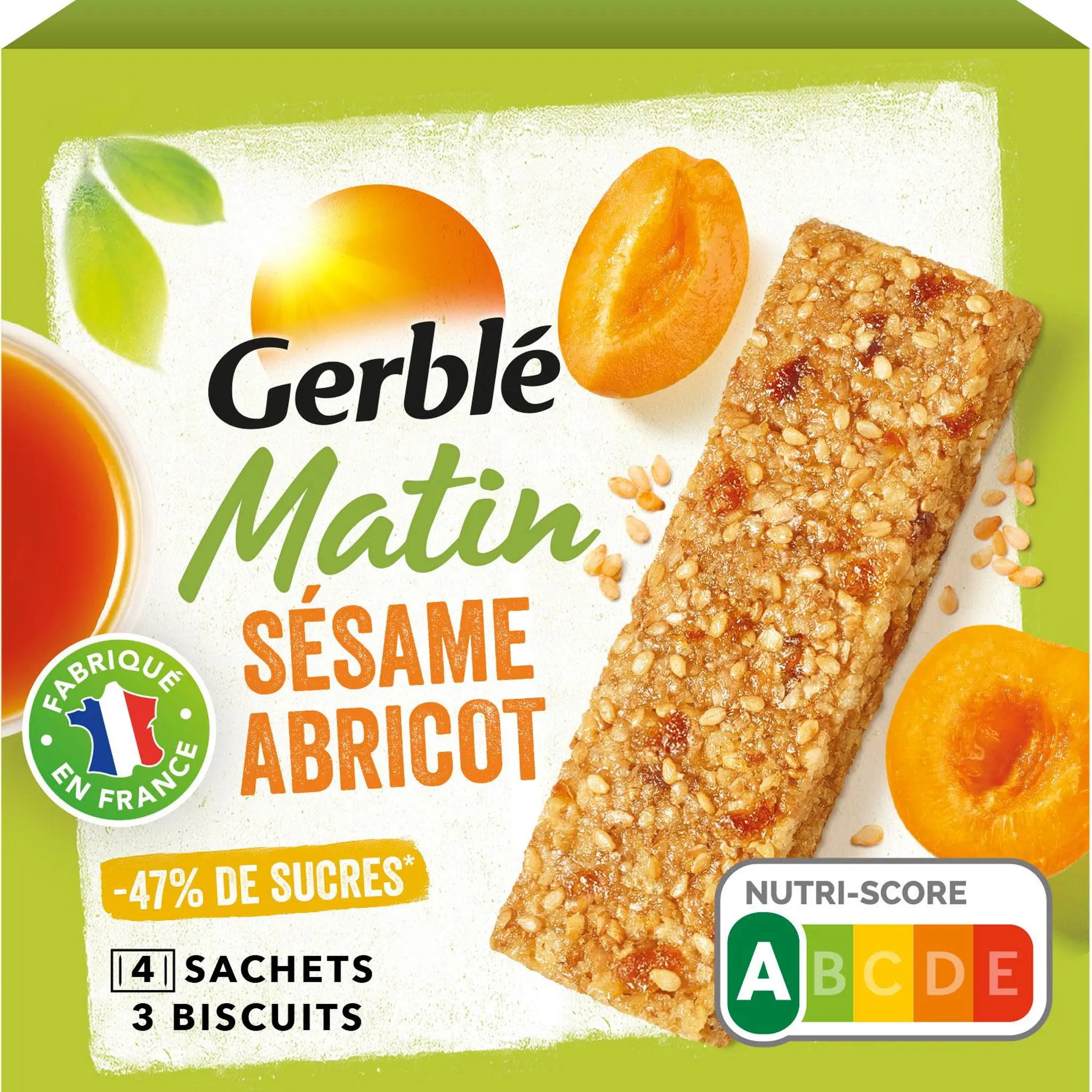 GERBLE Barres de céréales à l'abricot et au sésame