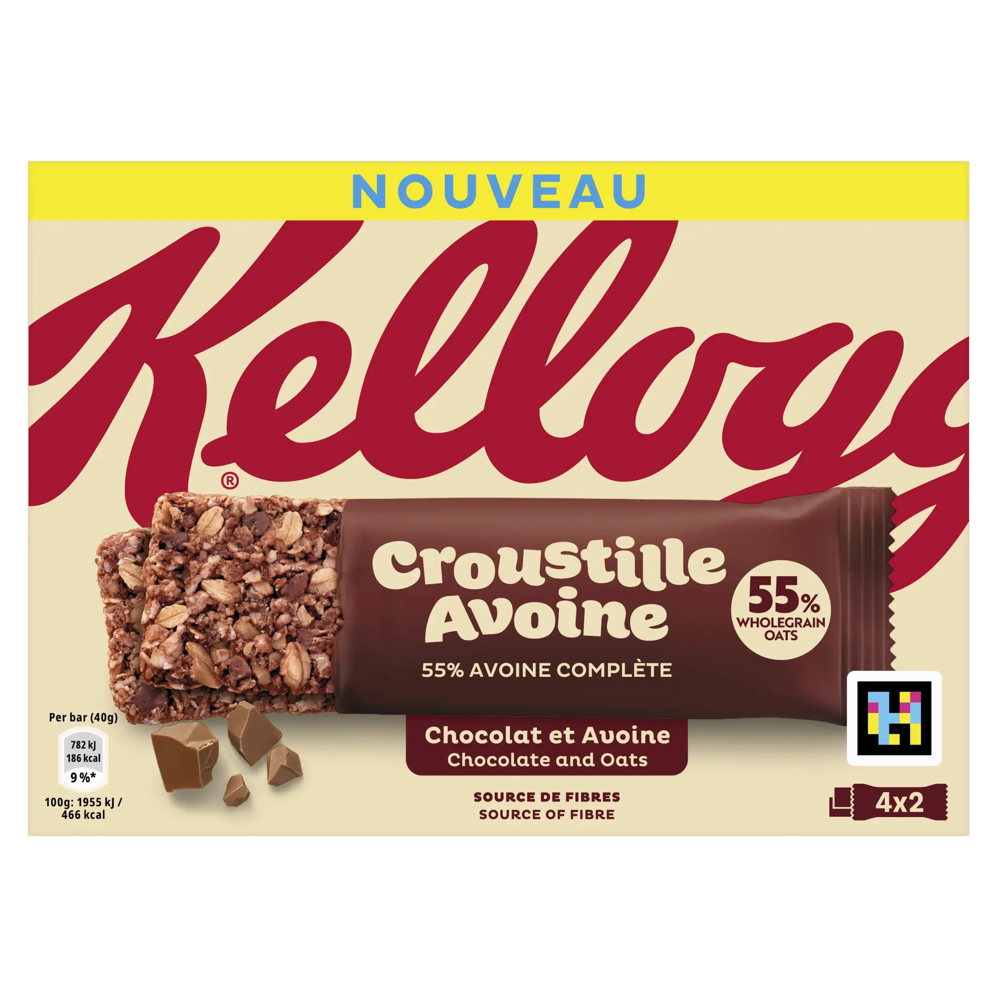KELLOGG'S Barres de céréales à l'avoine et au chocolat