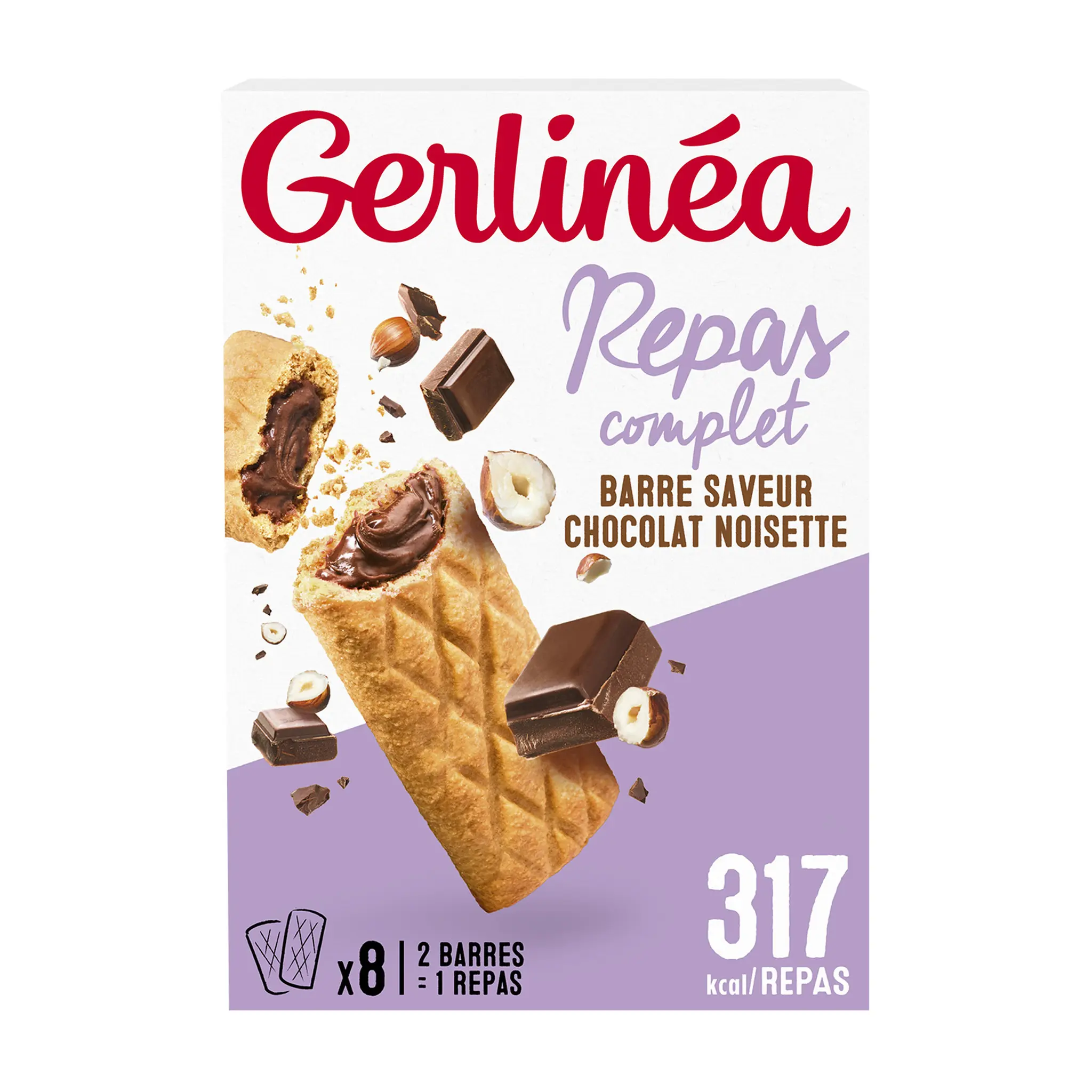 GERLINEA Barres repas équilibré chocolat saveur noisette