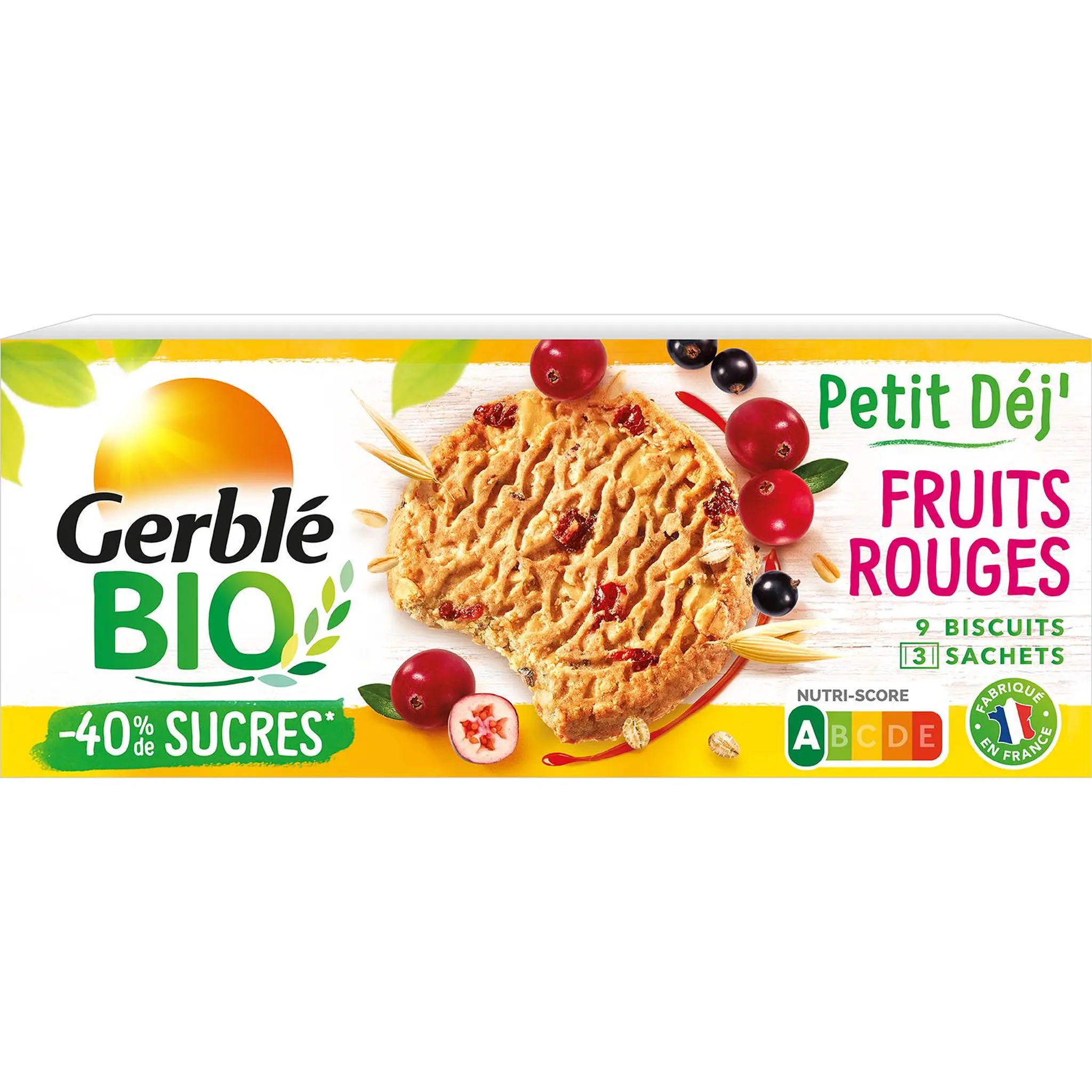 GERBLE BIO Petit déj' Biscuits aux fruits rouges à l'épeautre sachets fraîcheur