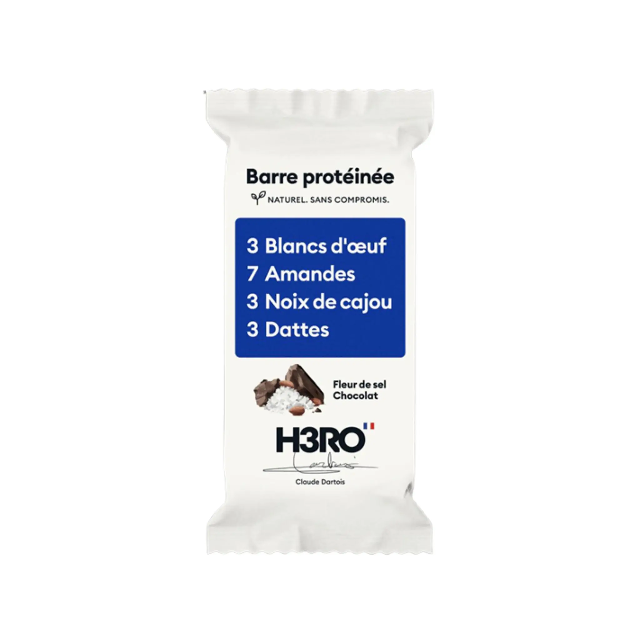 H3RO Barre de céréale protéinée au chocolat et fleur de sel