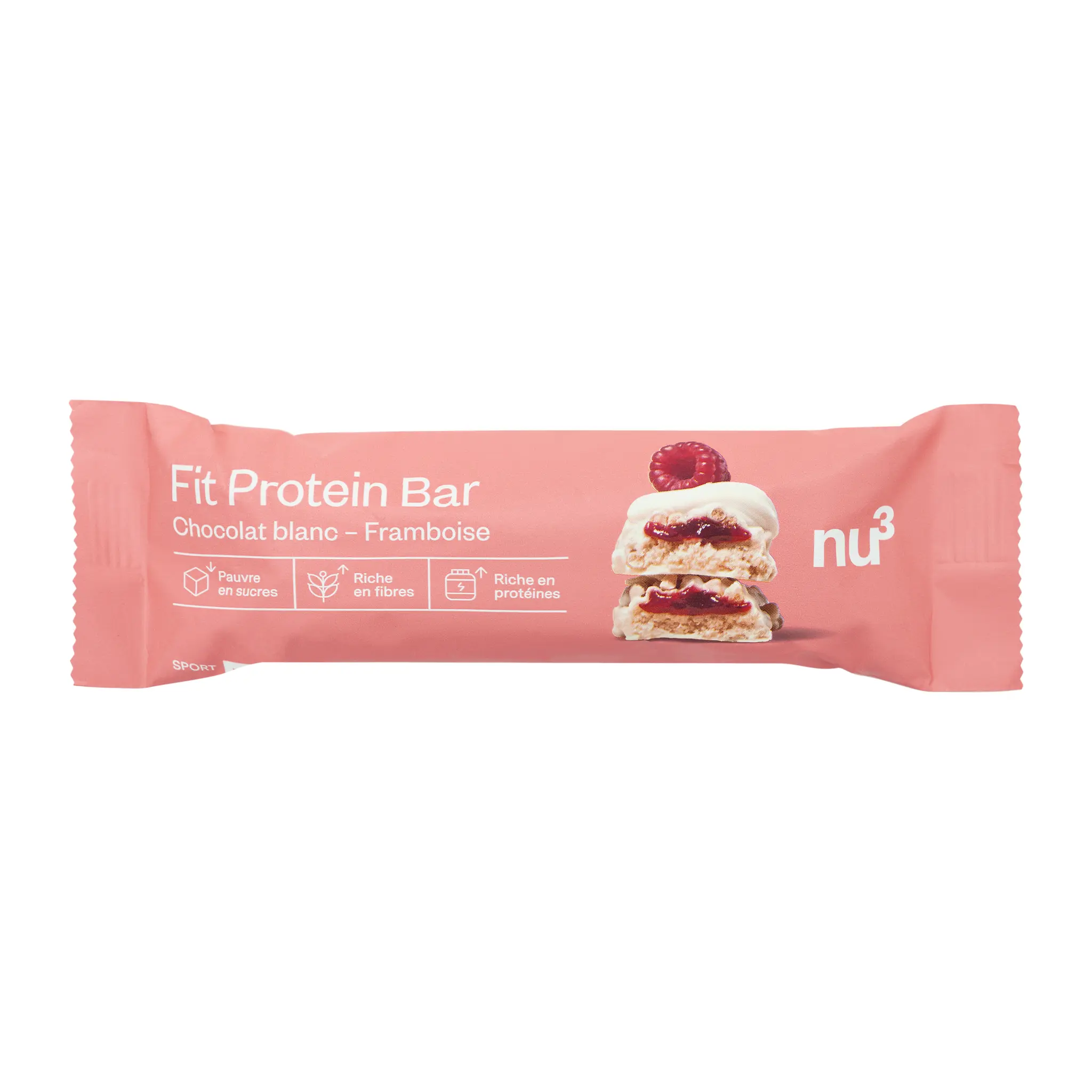 NU3 Fit Barre Protéinée au chocolat blanc framboise