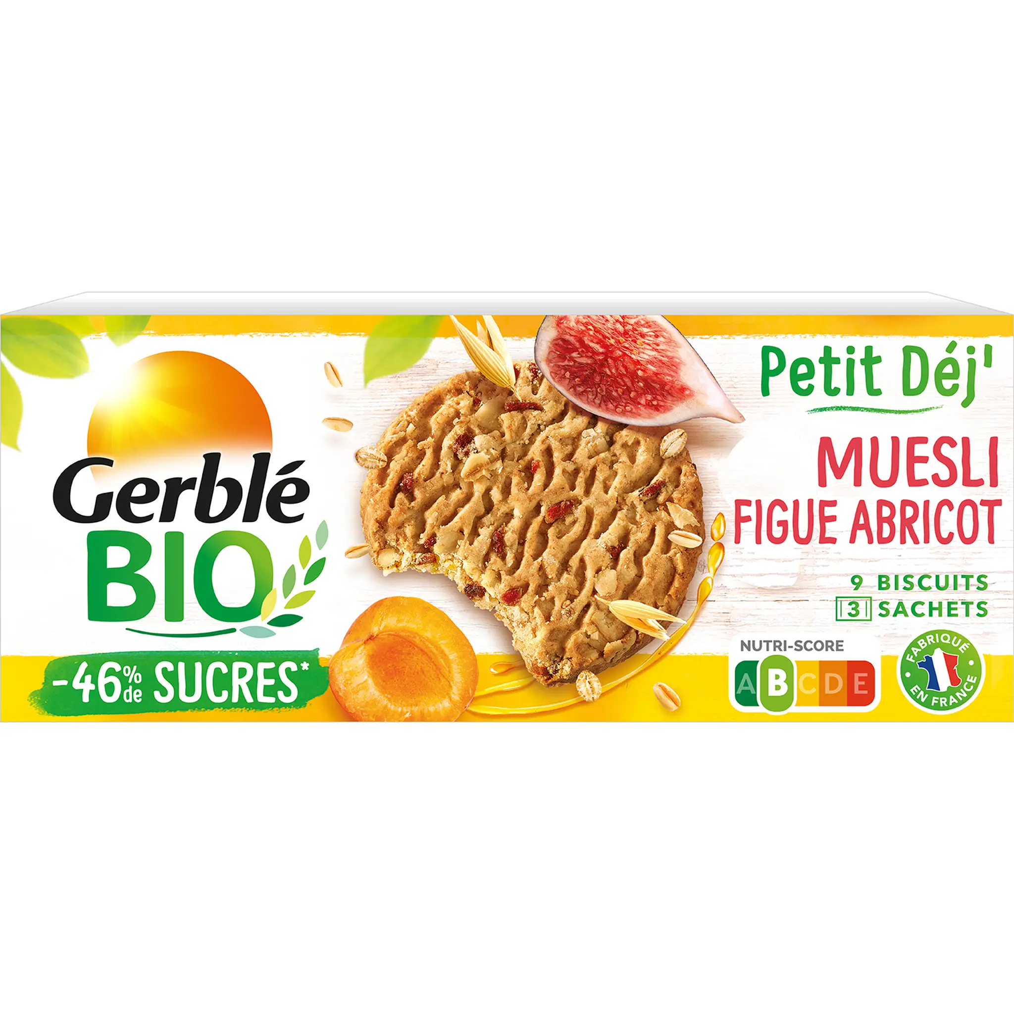 GERBLE BIO Petit Dej biscuits muesli figue et abricot à l'épeautre sachets fraîcheur