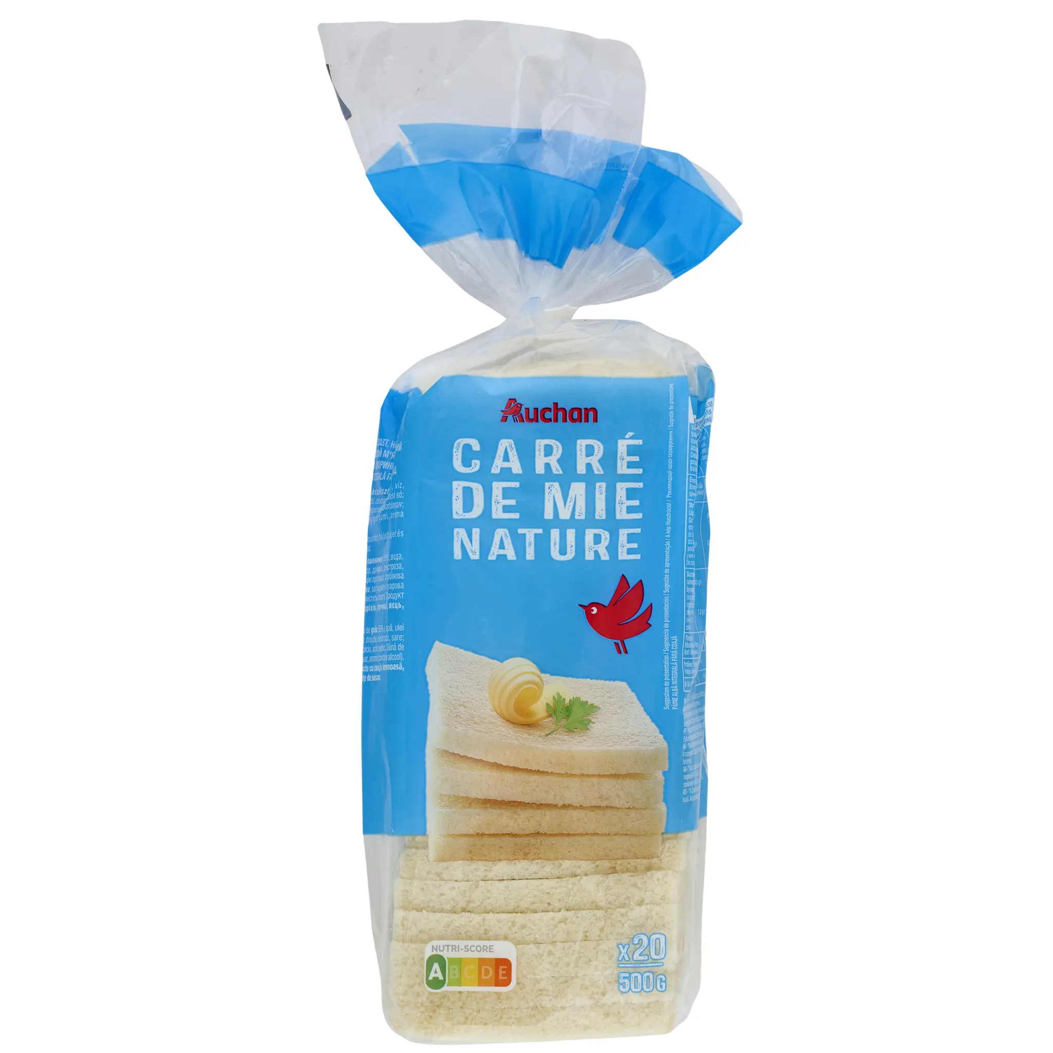 AUCHAN Pain de mie nature sans croûte sans huile de palme
