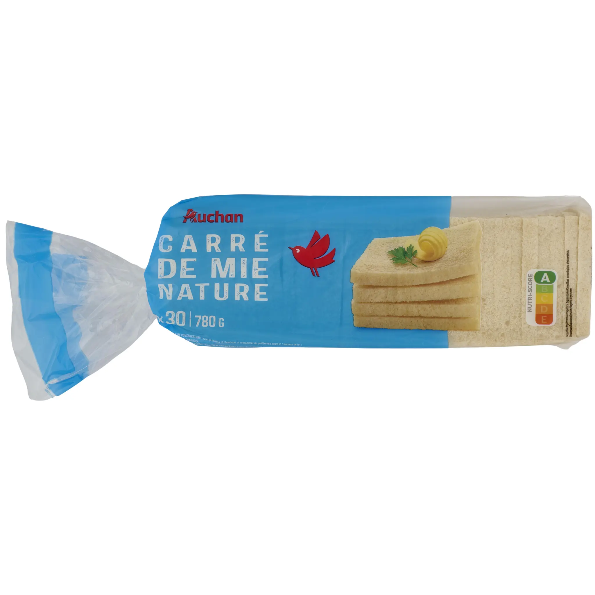AUCHAN Pain de mie nature sans croûte sans huile de palme