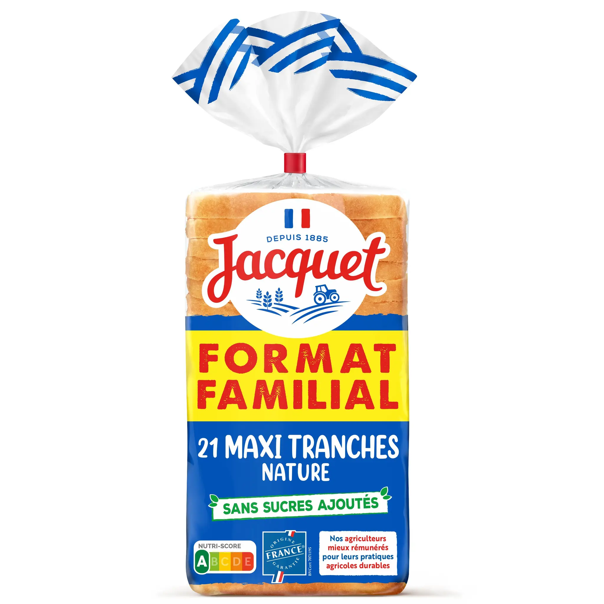 JACQUET Pain de mie nature grandes tranches avec croûte sans sucres ajoutés