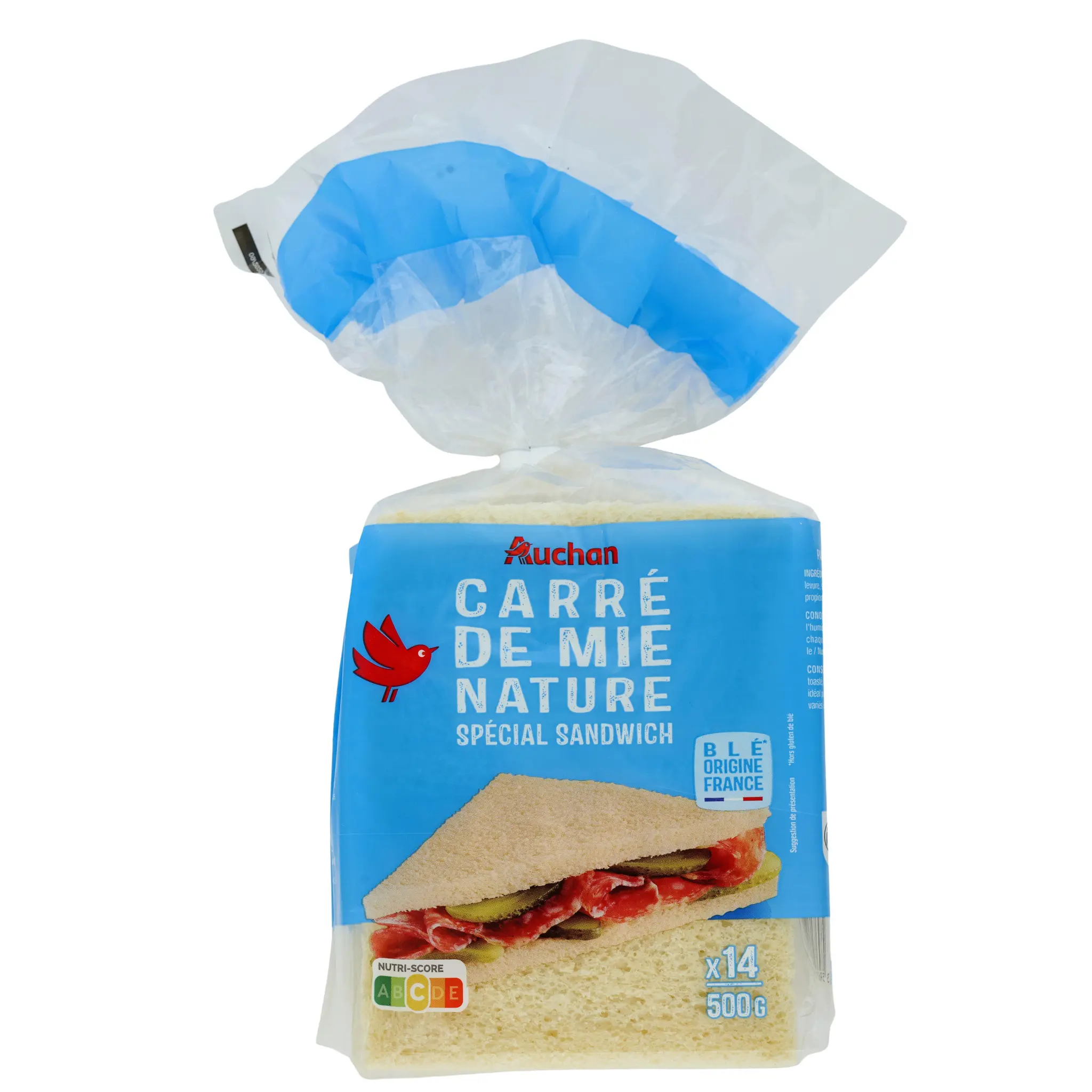 AUCHAN Carré de mie nature grandes tranches sans croûte